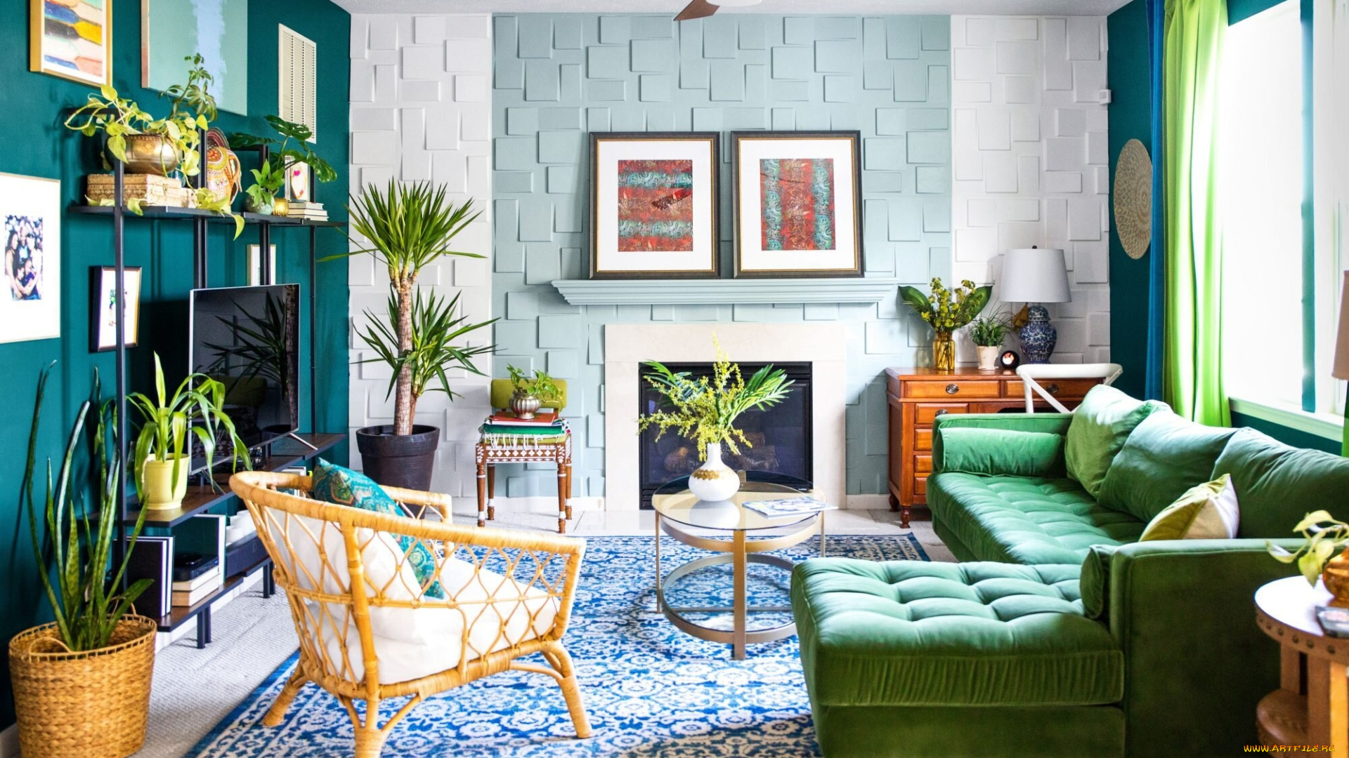 интерьер, гостиная, мягкий, уголок