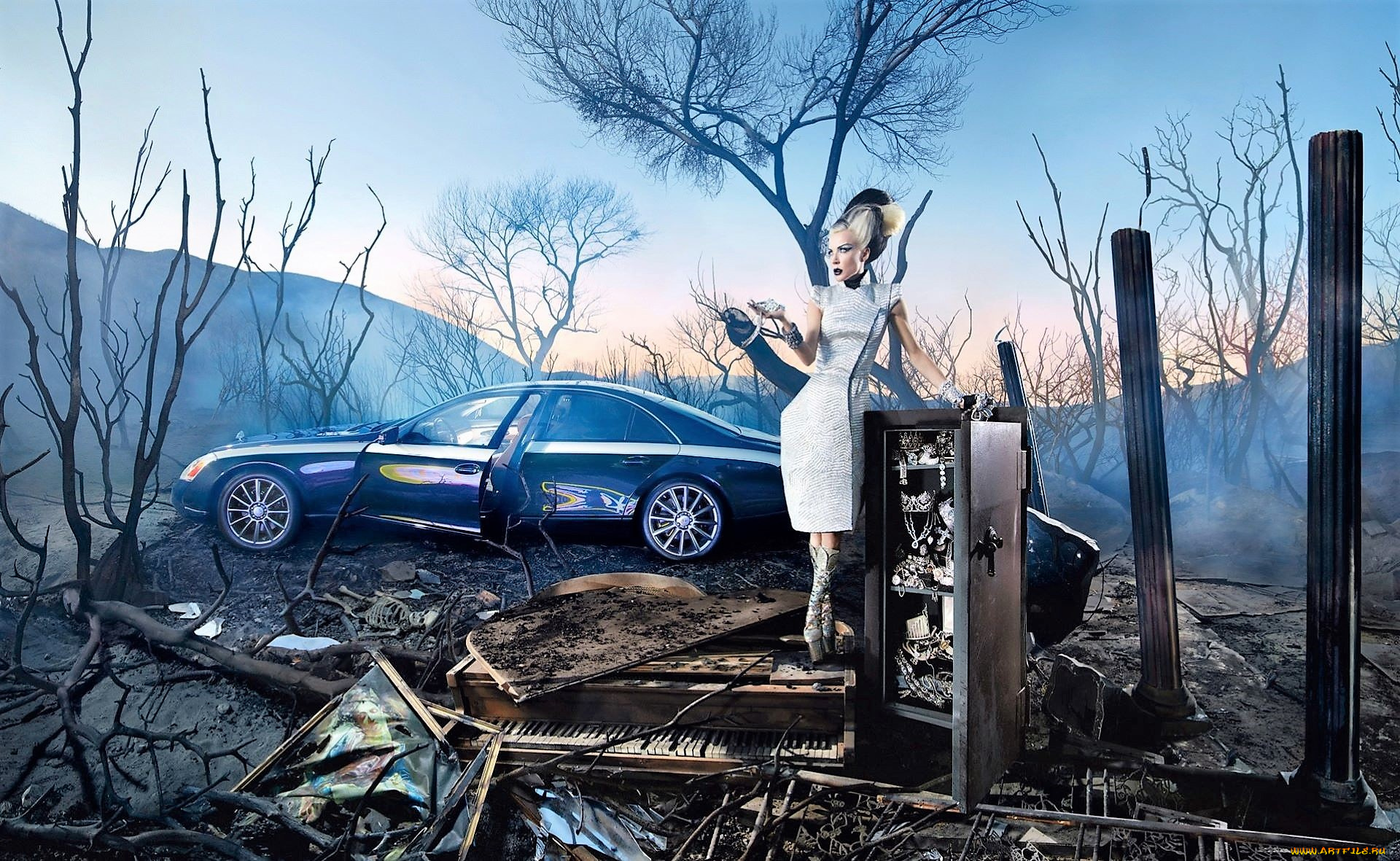 юмор, и, приколы, девушка, развалины, машина, сейф, украшения