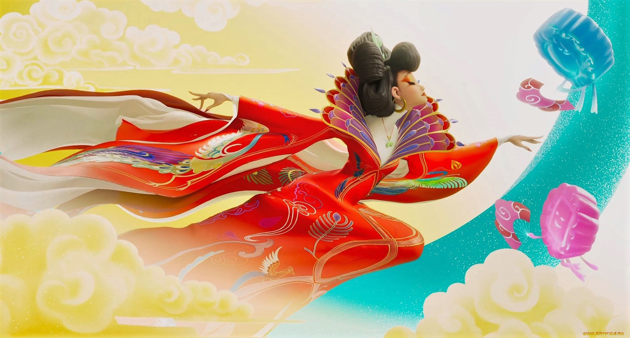 мультфильмы, -unknown, , разное, женщина, китай, облака