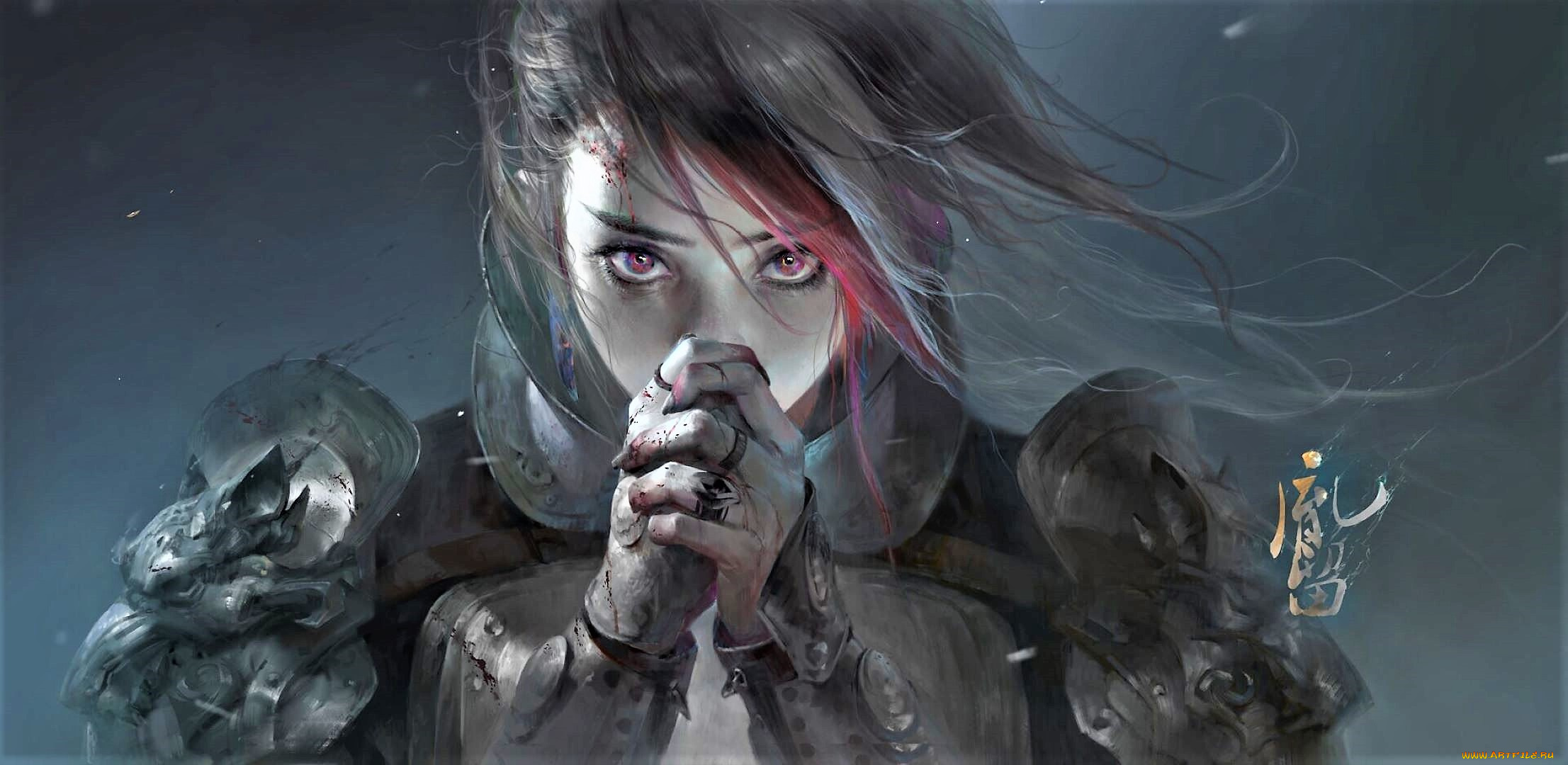 фэнтези, девушки, девушка, броня, жест