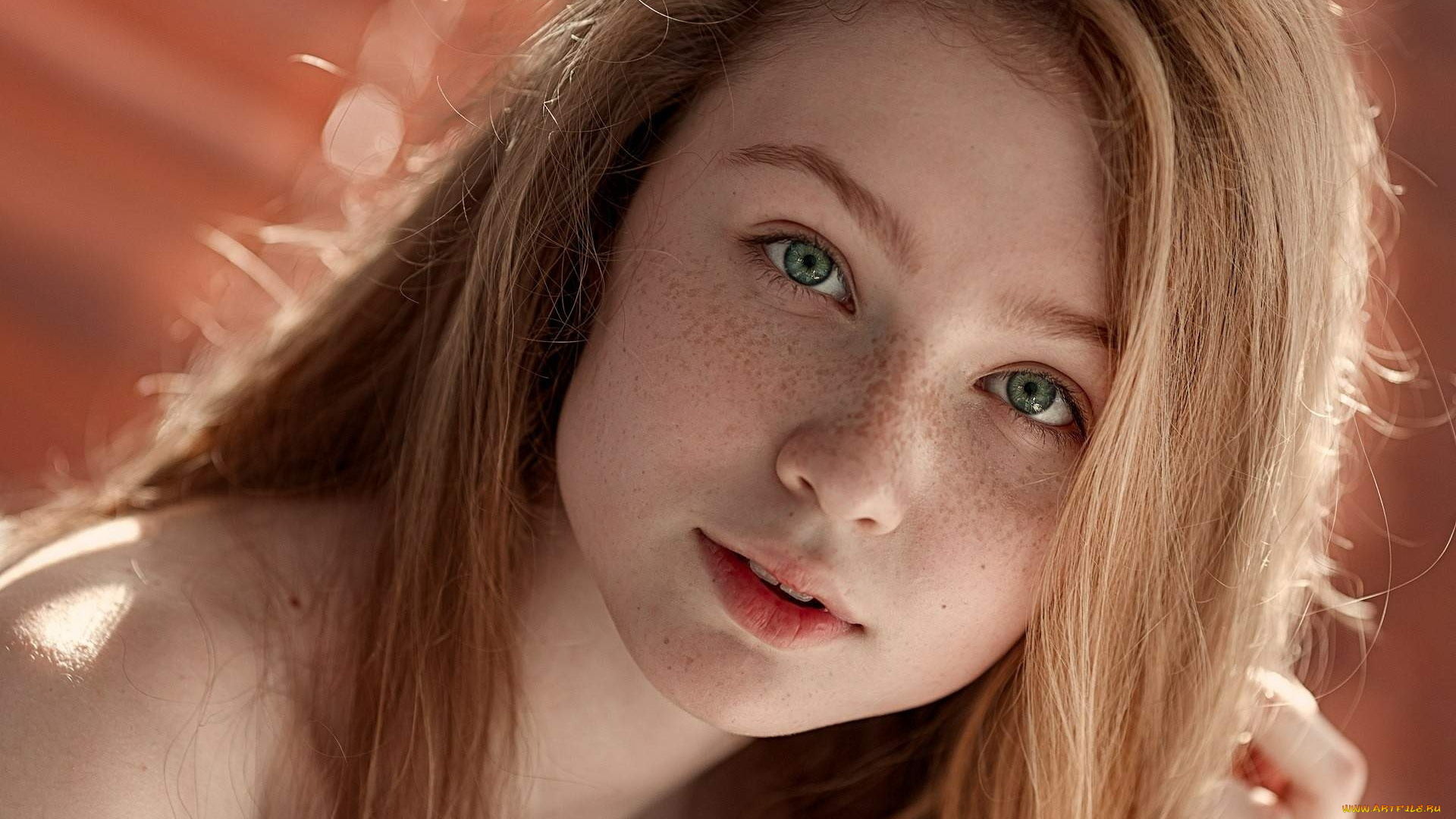 девушки, -, лица, , портреты, веснушки