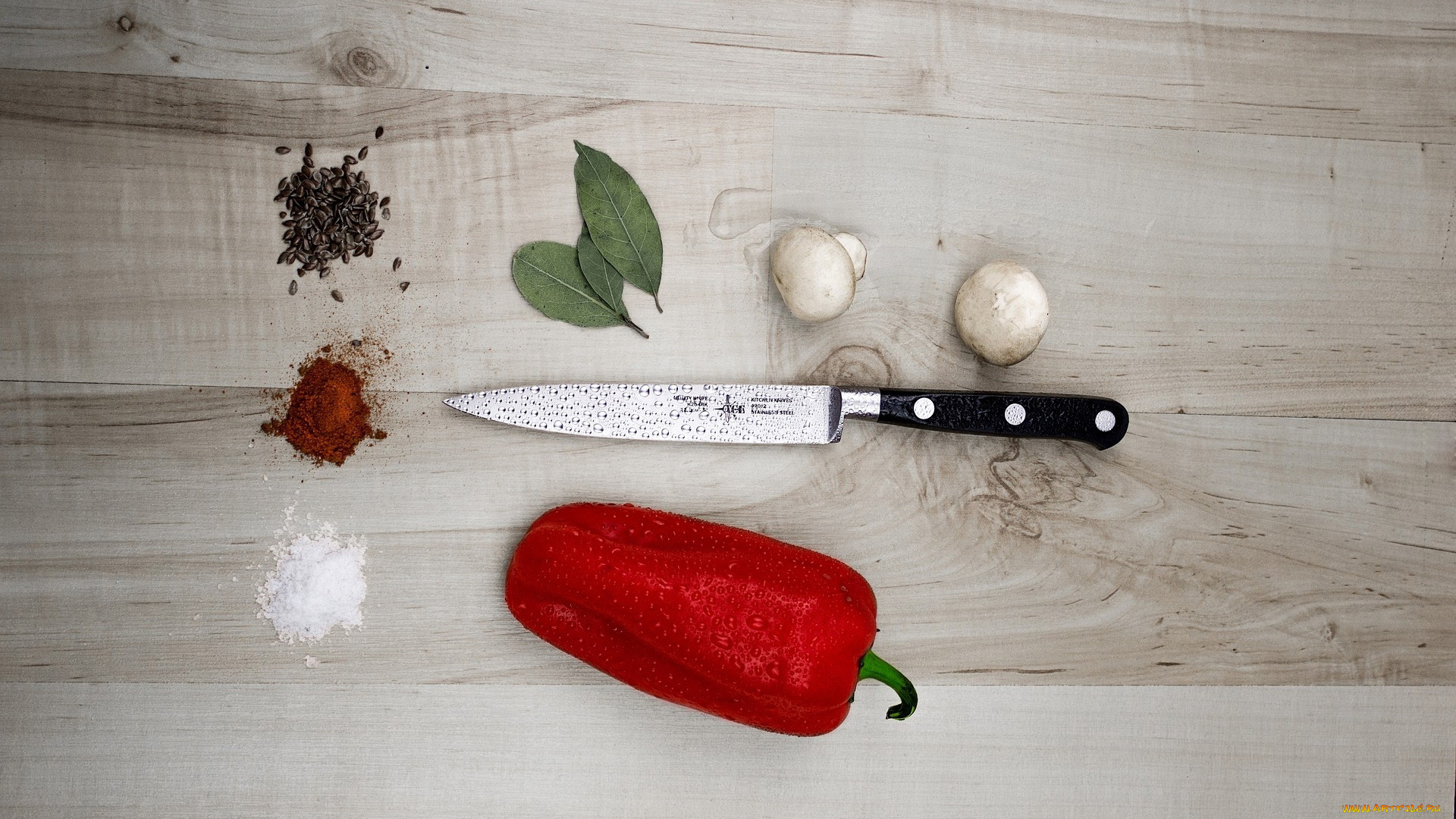 еда, перец, нож, красный, болгарский