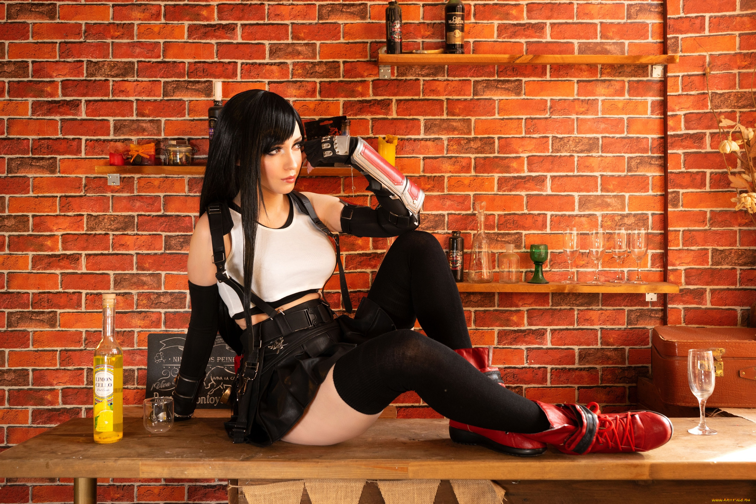 девушки, дарья, флора, образ, костюм, чулки, стол