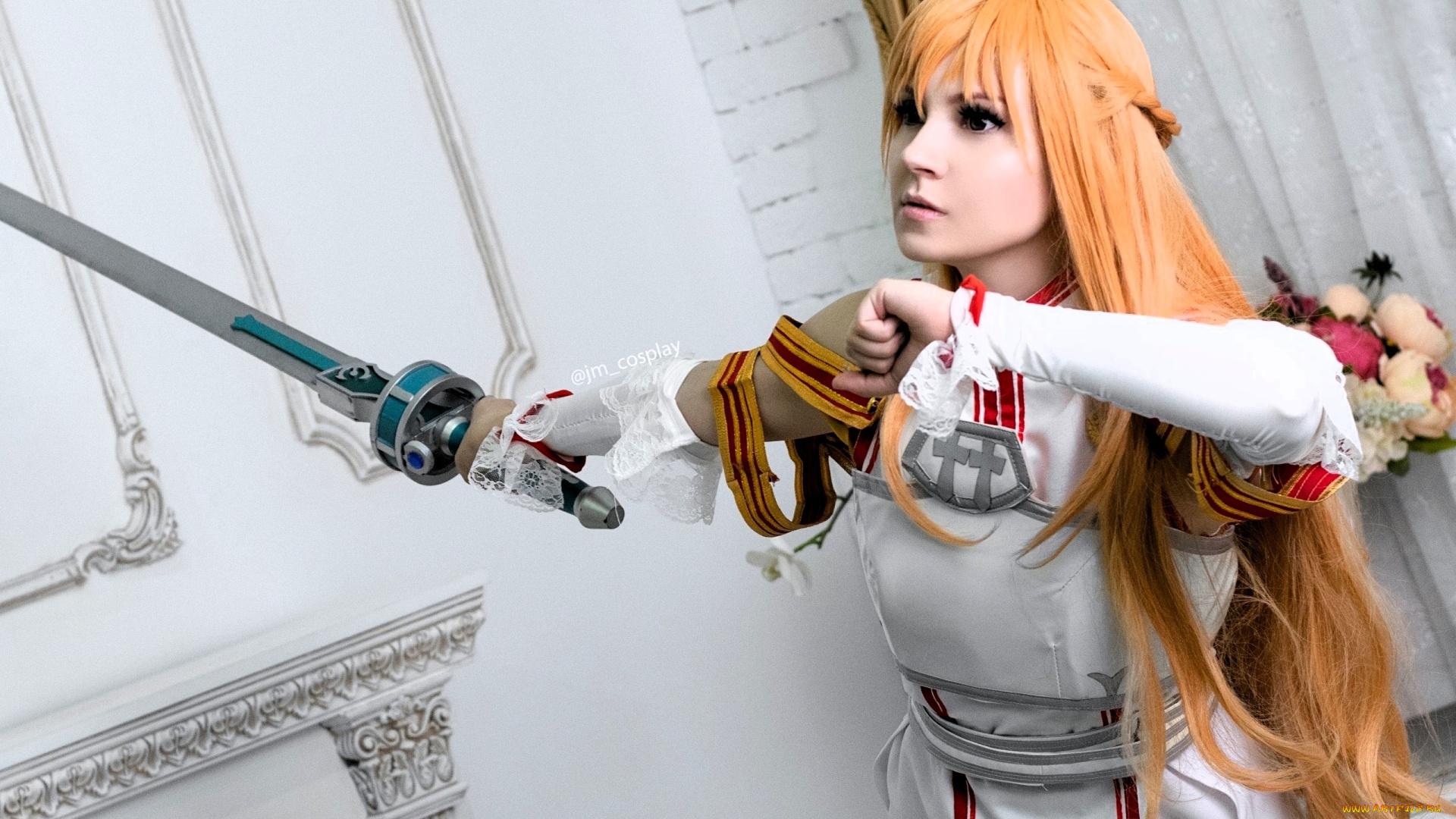 девушки, -, креатив, , косплей, образ, костюм, косплей, меч