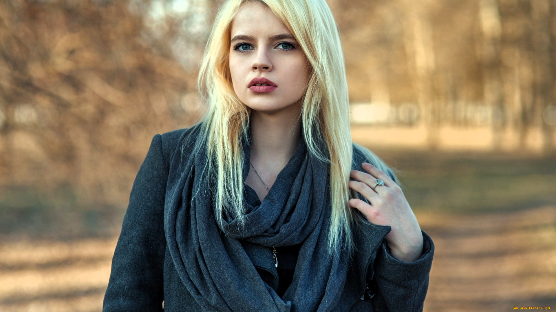 девушки, -, блондинки, , светловолосые, блондинка, шарф, пальто, осень