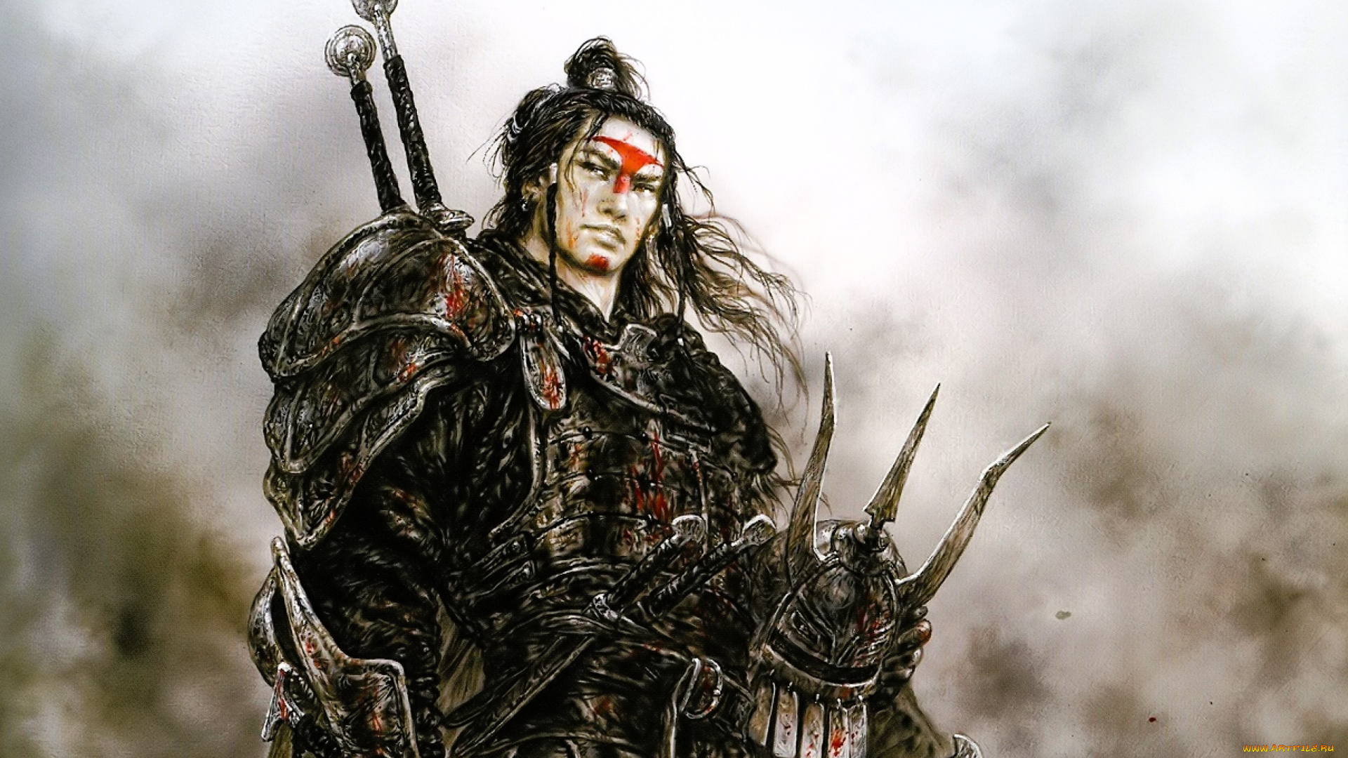 фэнтези, _luis, royo, парень, воин, оружие, шлем, доспехи