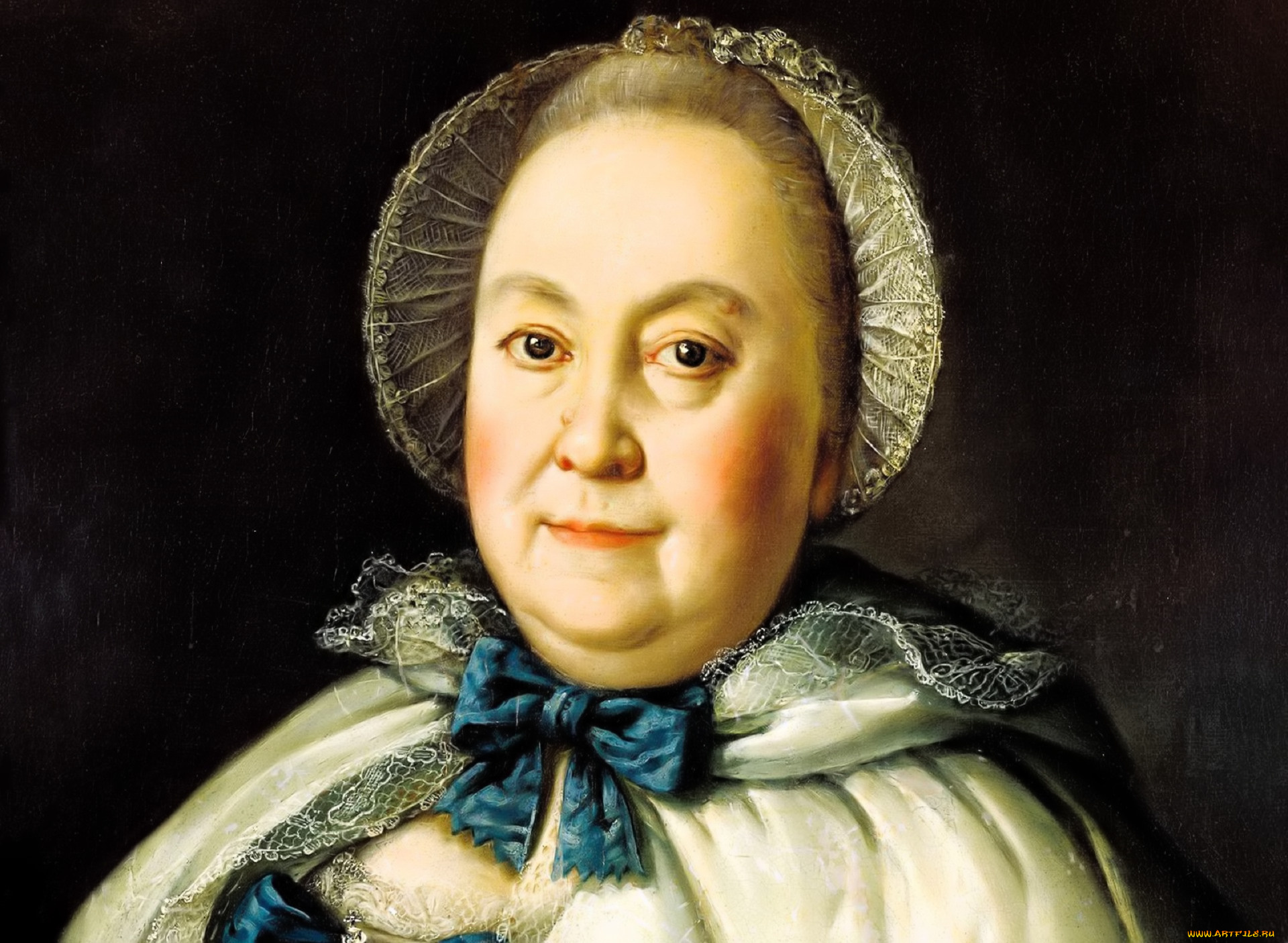 мария, румянцева, рисованное, алексей, антропов, женщина, лицо, портрет, чепец, бант