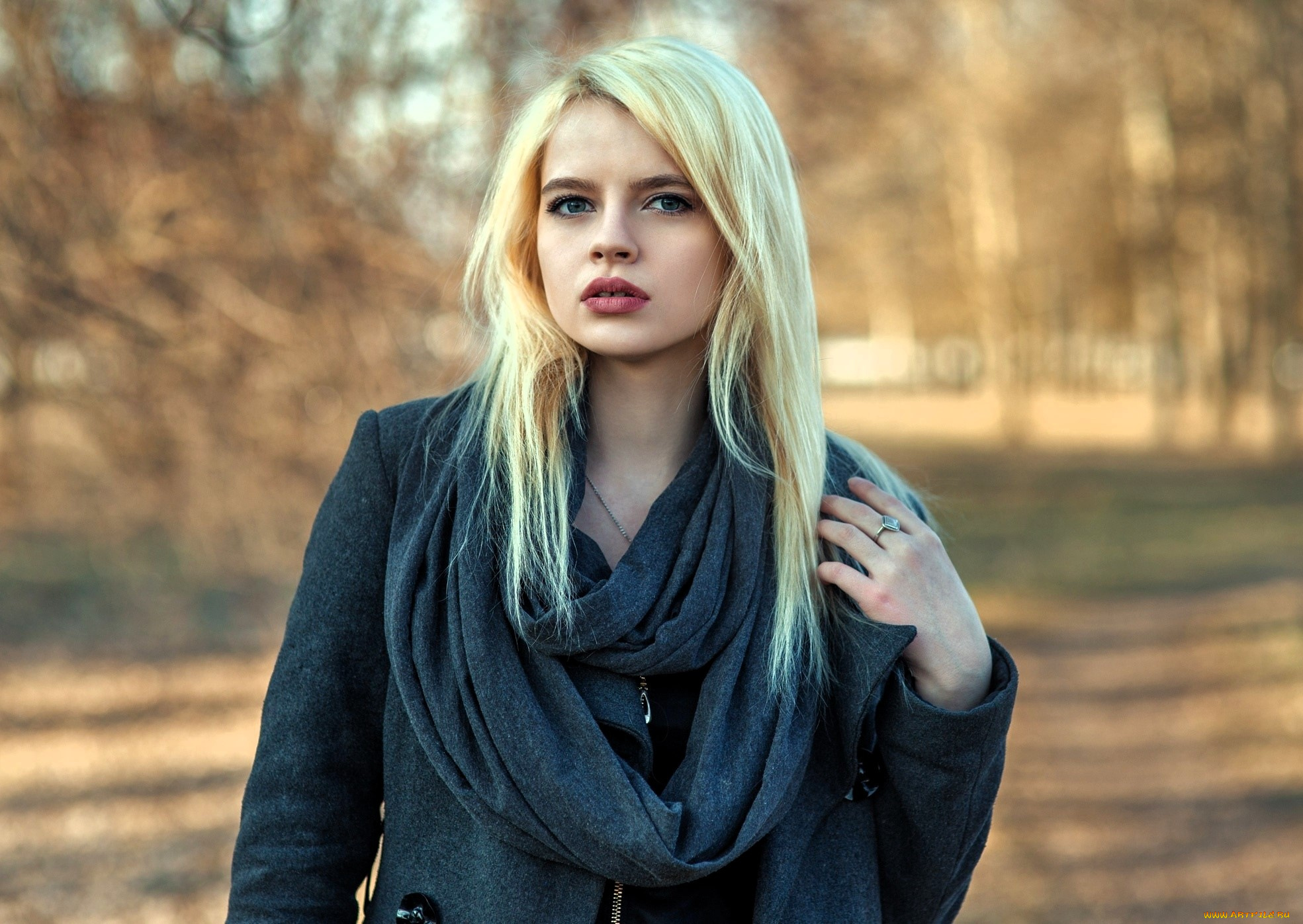девушки, -, блондинки, , светловолосые, блондинка, шарф, пальто, осень