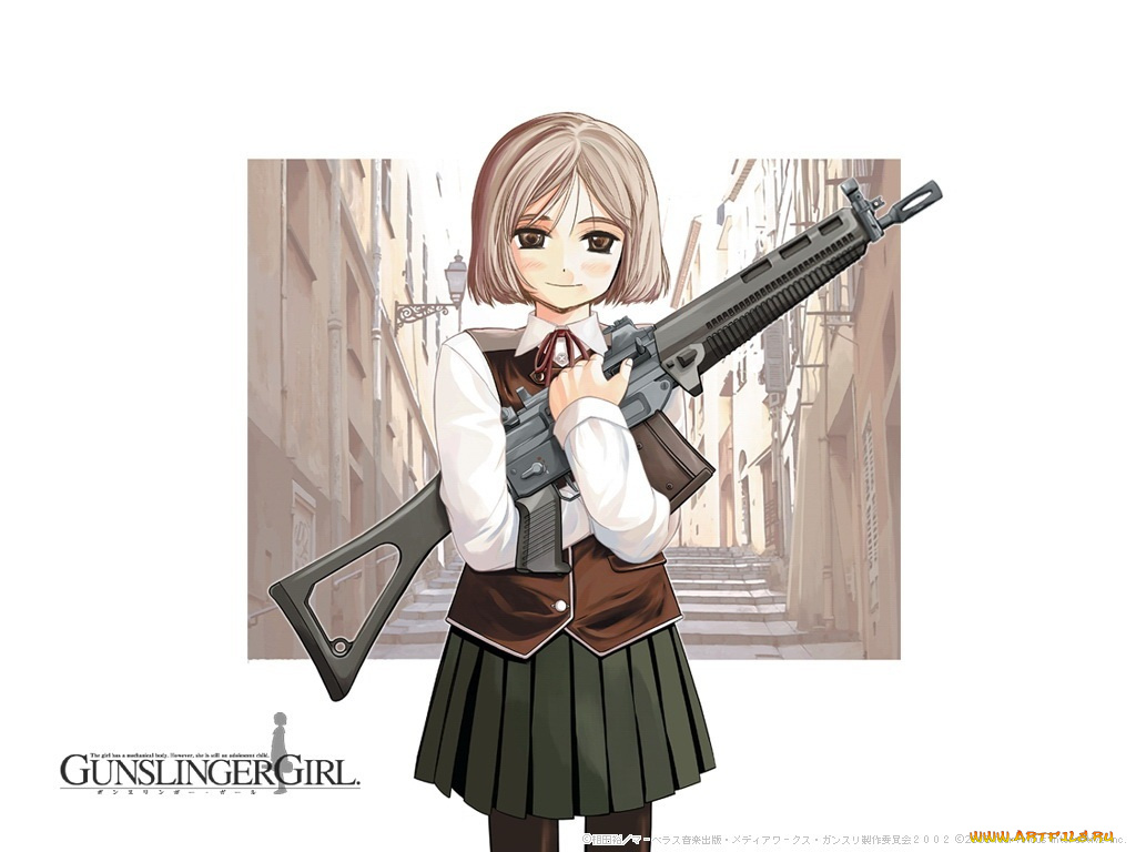 аниме, gun, slinger, girl