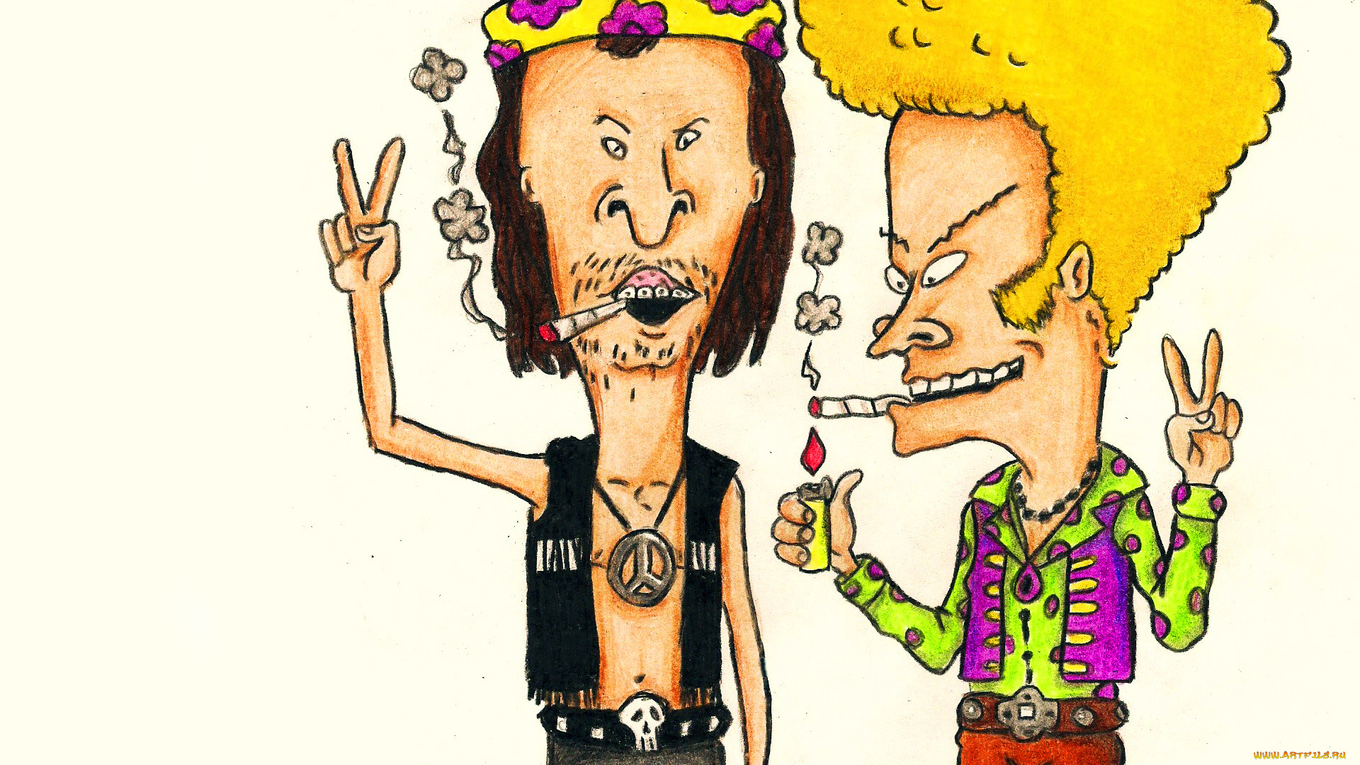 бивис, баттхед, мультфильмы, beavis, and, butt, head, чуваки, хиппи, курят, и, butt-head