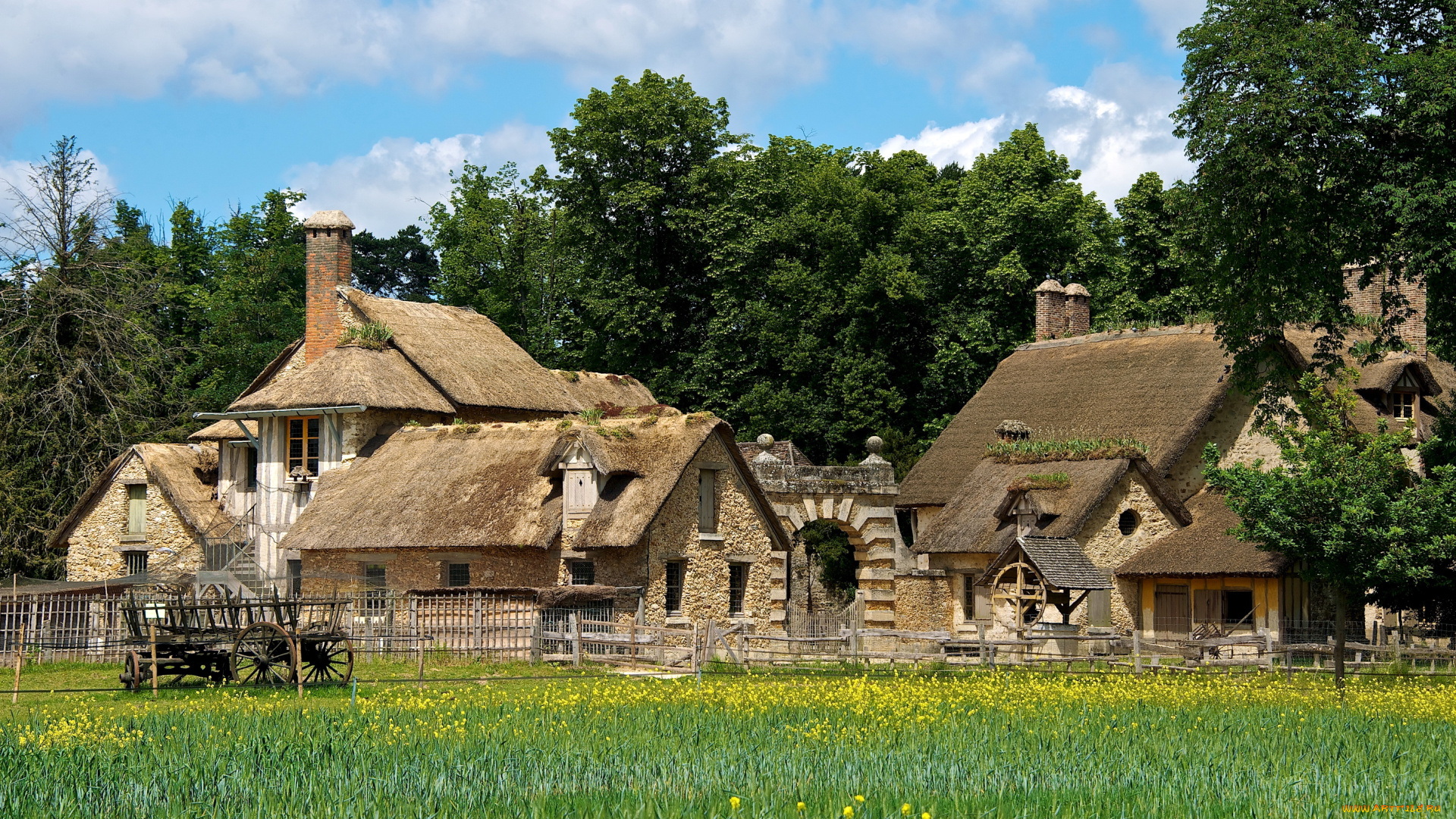 деревня, королевы, марии, антуанетты, versailles, франция, города, здания, дома