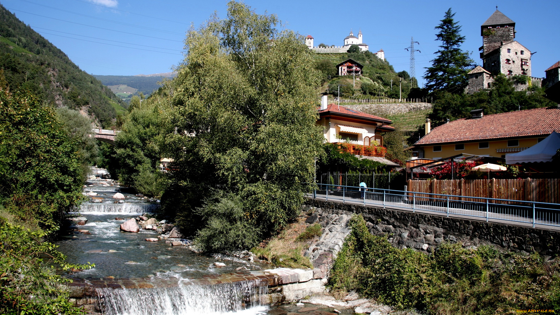 италия, кьюза, города, улицы, площади, набережные, дома, река