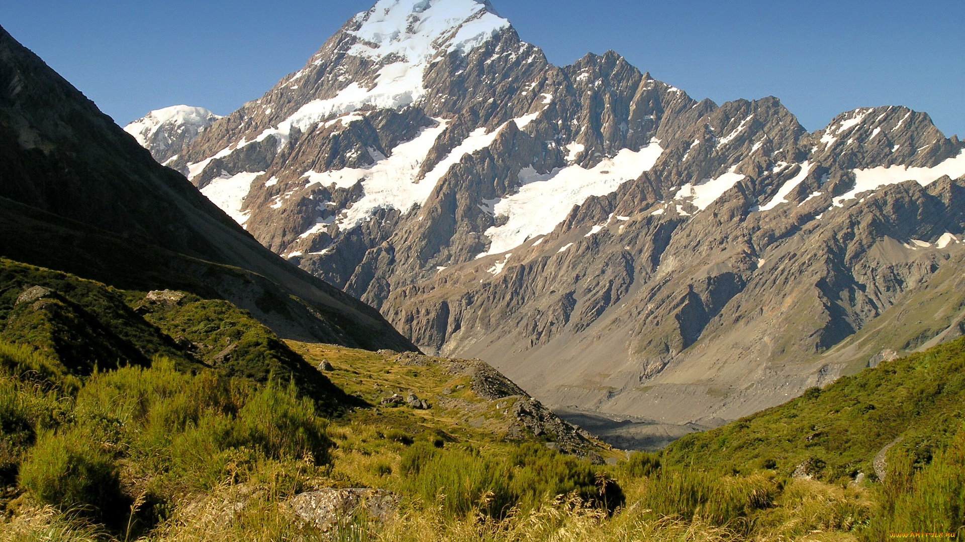 новая, зеландия, кентербери, маунт, кук, нешнел, парк, природа, горы