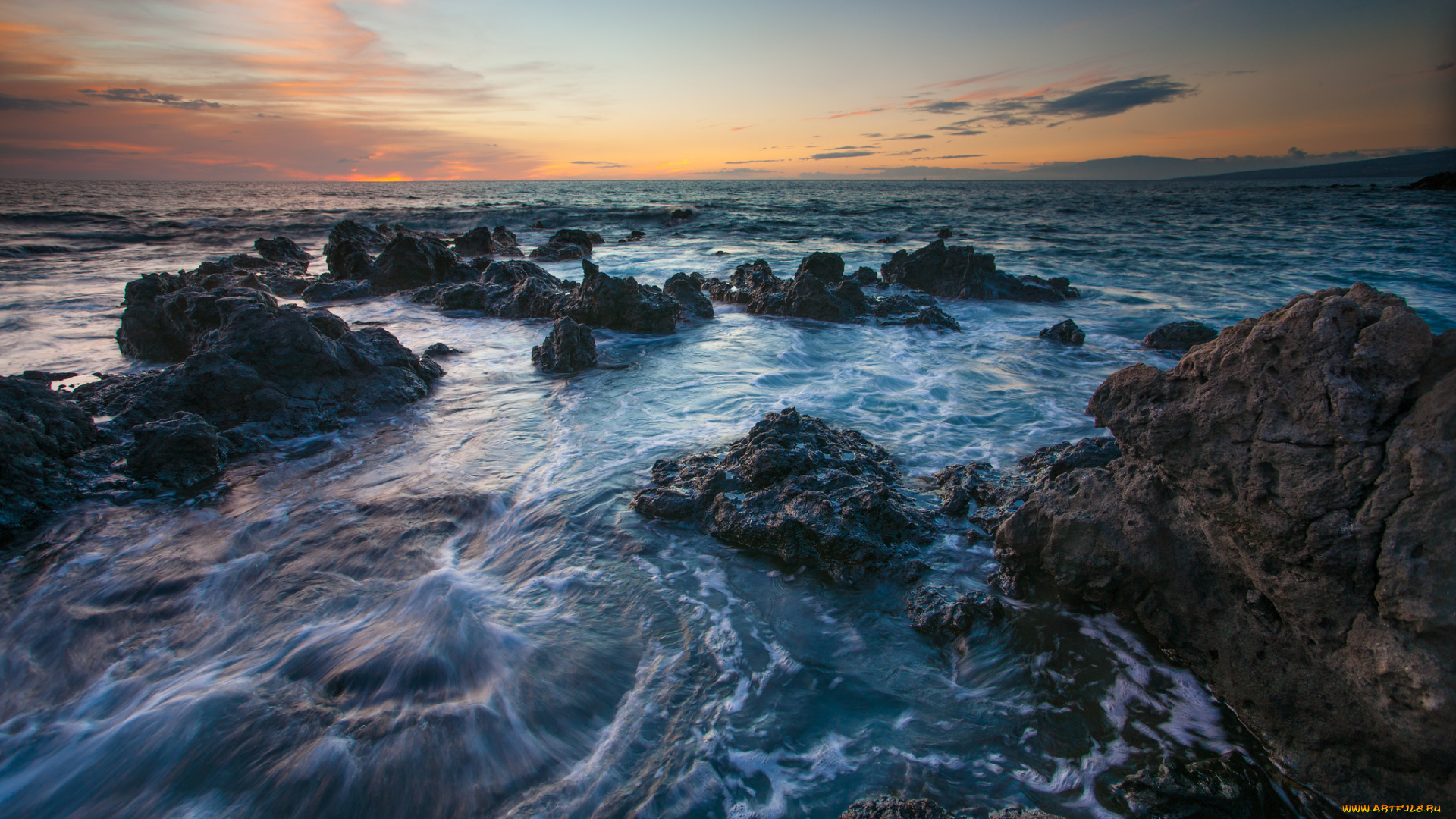 природа, моря, океаны, гавайи, hawaii, море, камни, закат, benjamin, torode