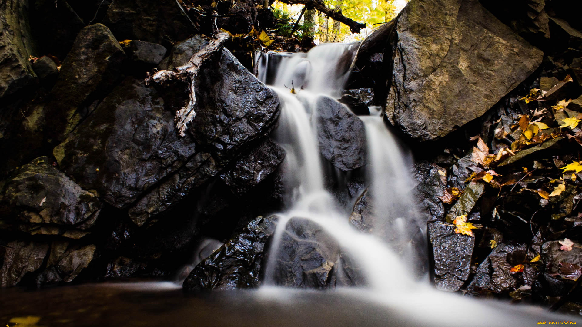 природа, водопады, камни, ручей
