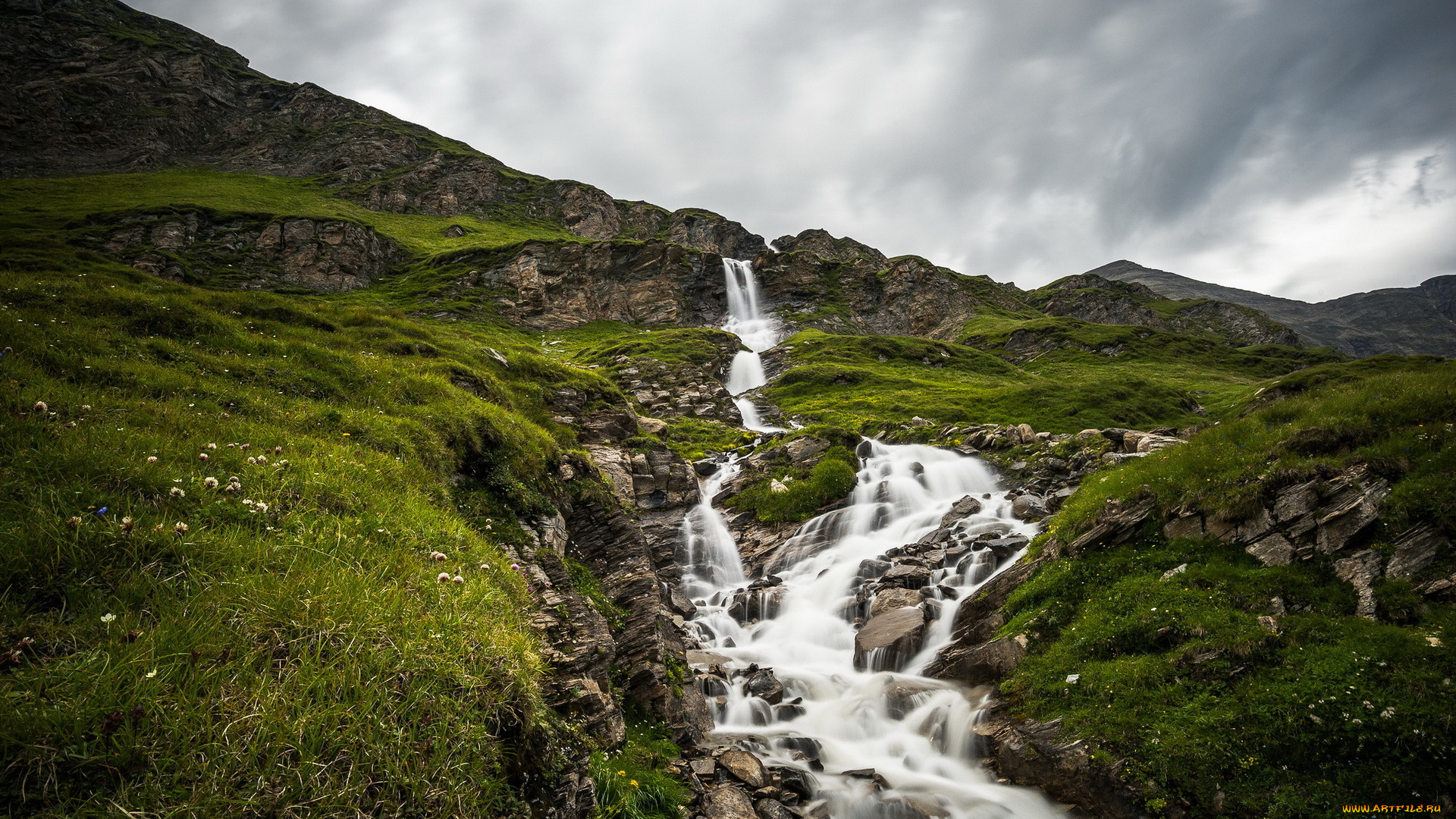 природа, водопады, река, гора