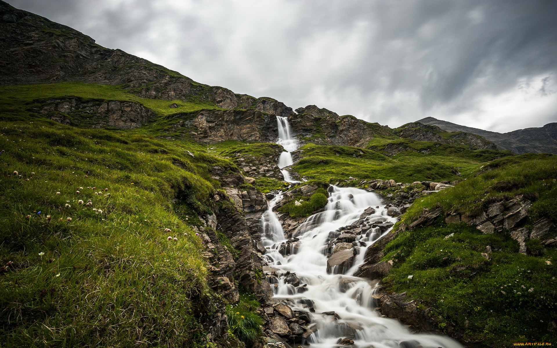природа, водопады, река, гора