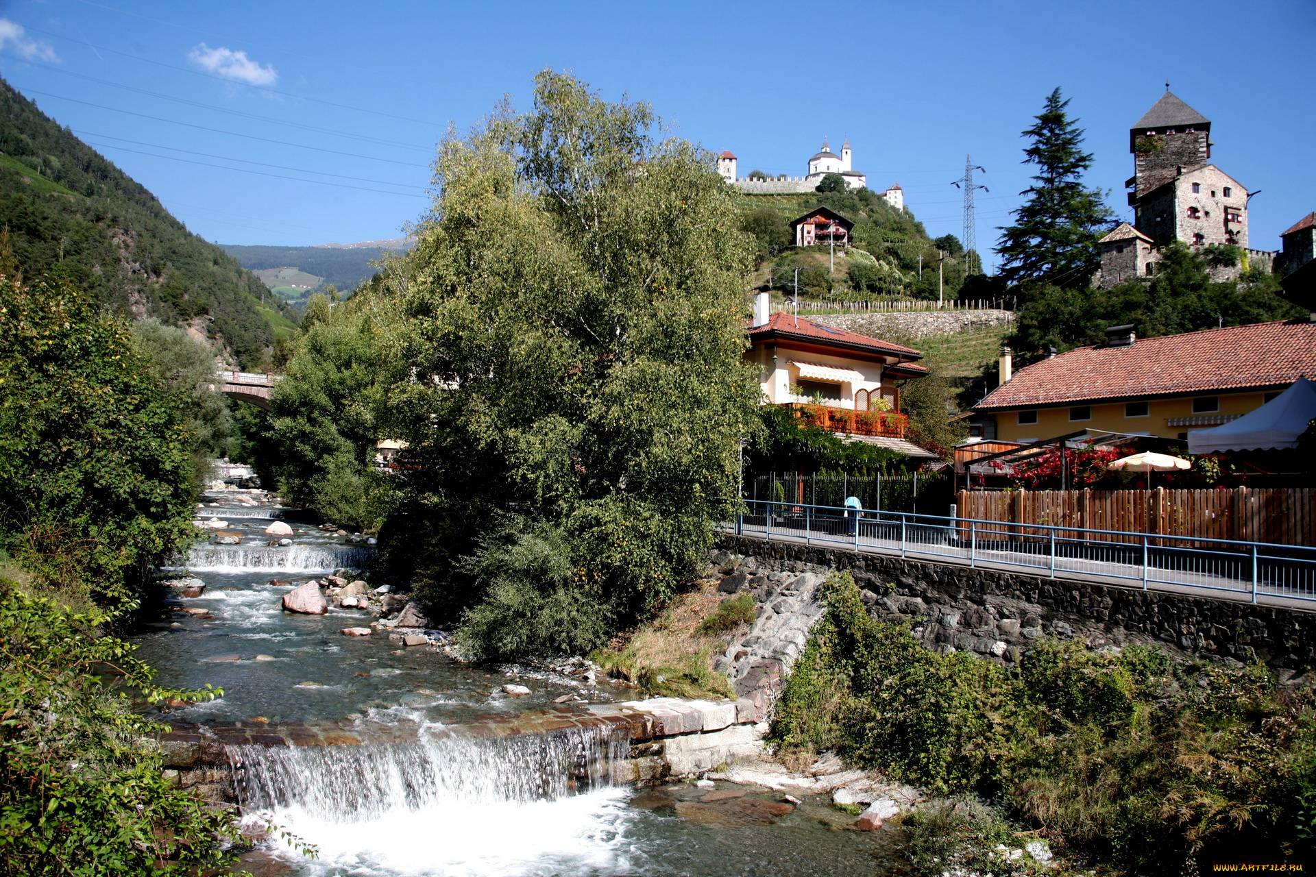 италия, кьюза, города, улицы, площади, набережные, дома, река