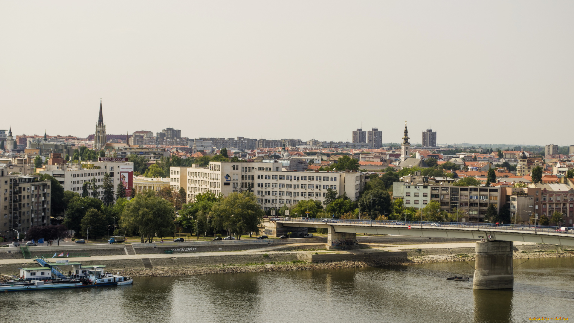 novi, sad, сербия, города, улицы, площади, набережные, мост, река, дома