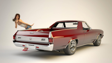 обоя автомобили, 3д, автомобиль, девушка
