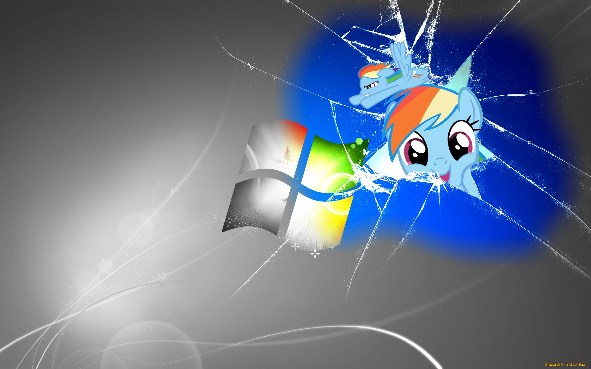 компьютеры, windows, xp, пони, фон, логотип