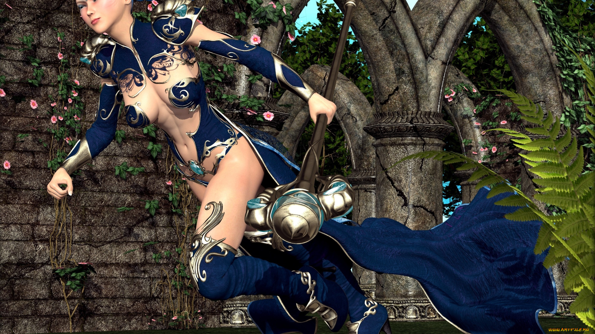 3д, графика, эльфы, , elves, эльфийка, взгляд, фон, тотем