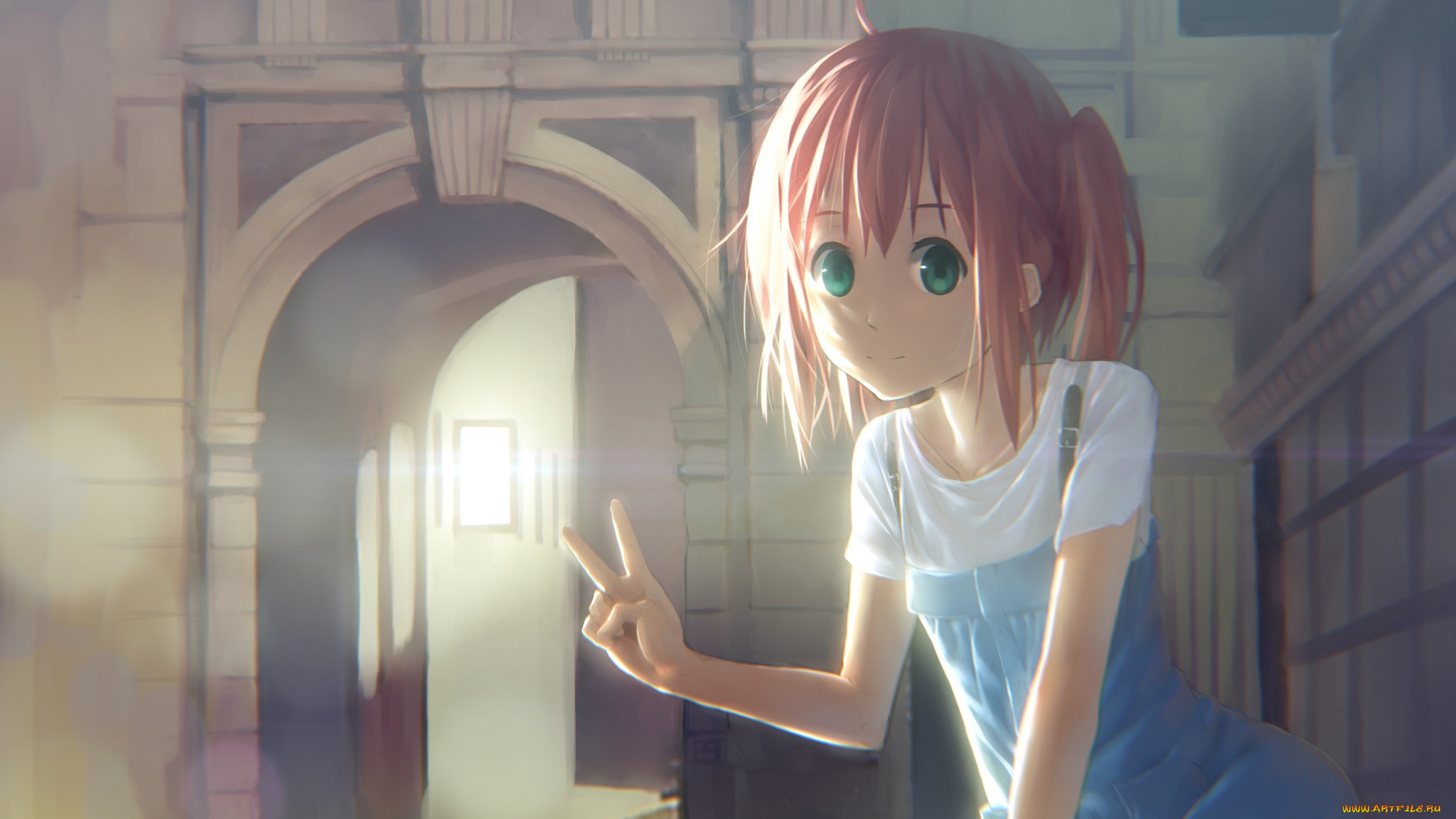 аниме, город, , улицы, , здания, девочка, арт, optical-core