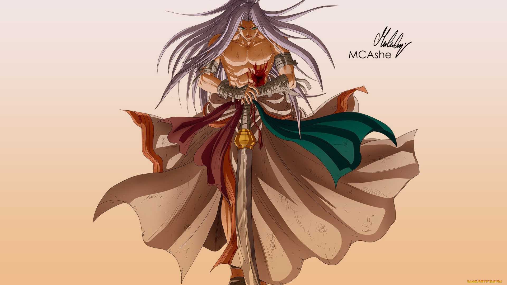 аниме, inuyasha, мужчина, арт, меч