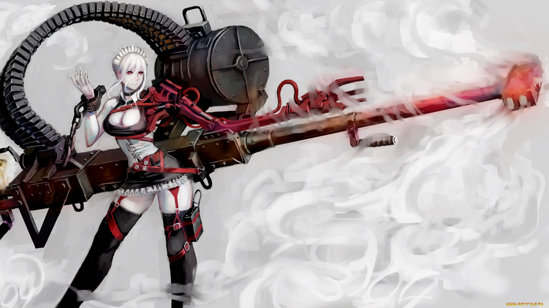 аниме, оружие, , техника, , технологии, пулемёт, девушка, арт, jittsu