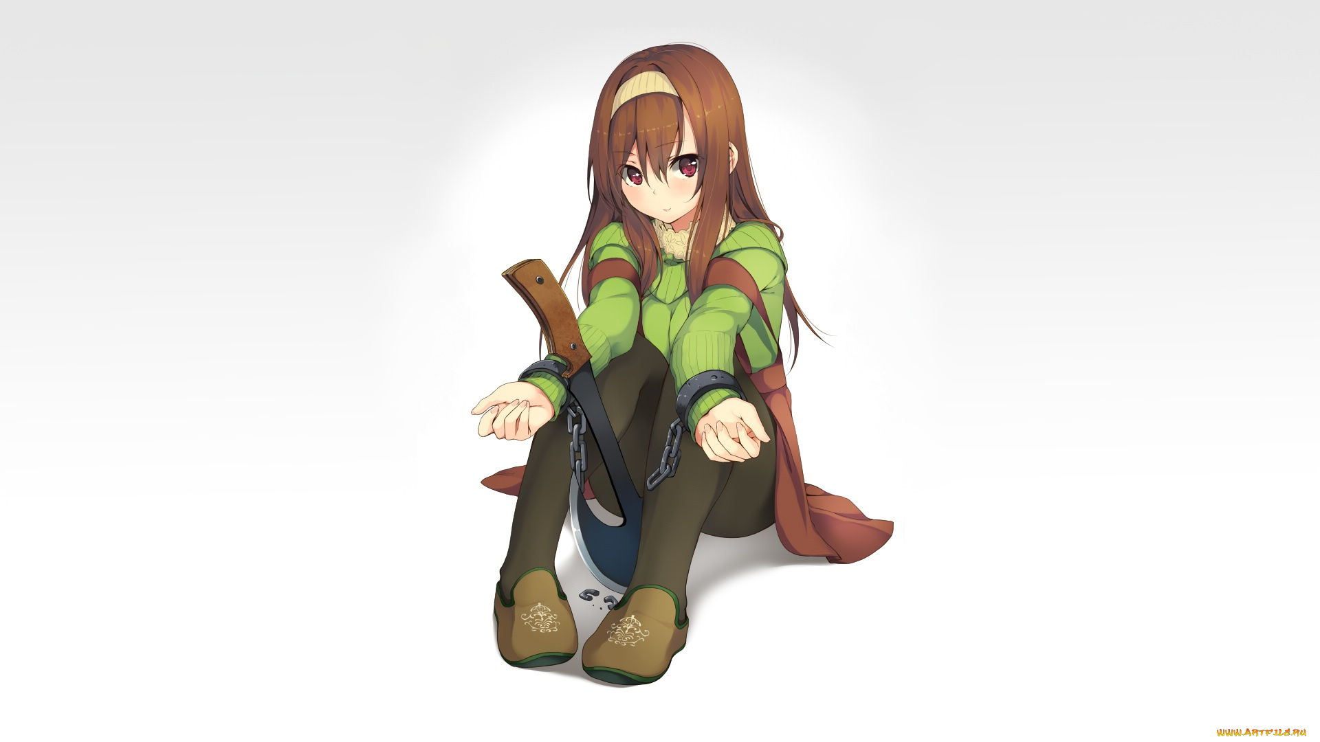 аниме, оружие, , техника, , технологии, топор, девушка, арт, unasaka, ryou, цепь