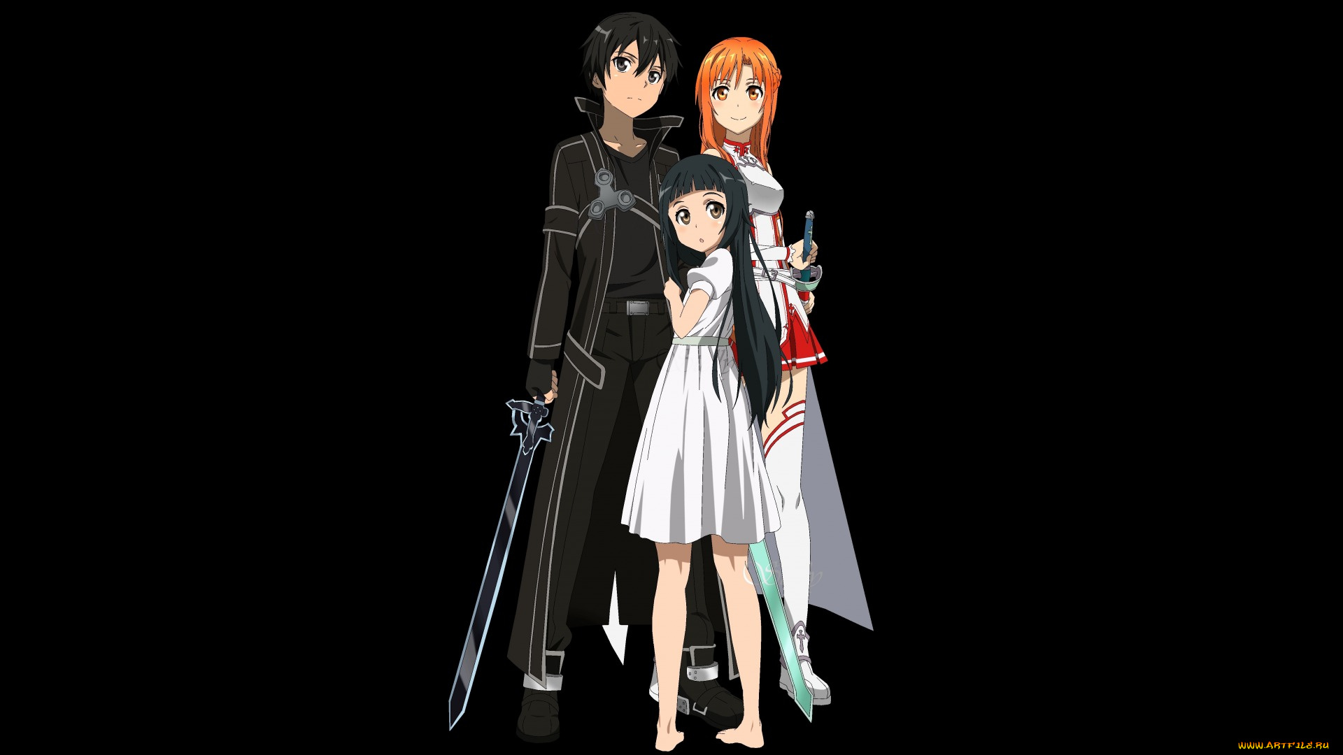аниме, sword, art, online, asuna, kirito, kirigaya, kazuto, yui