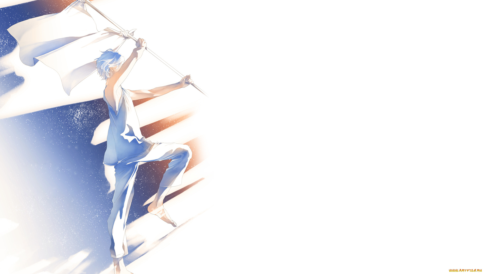 аниме, unknown, , другое, тени, флаг, идет, парень, re, art