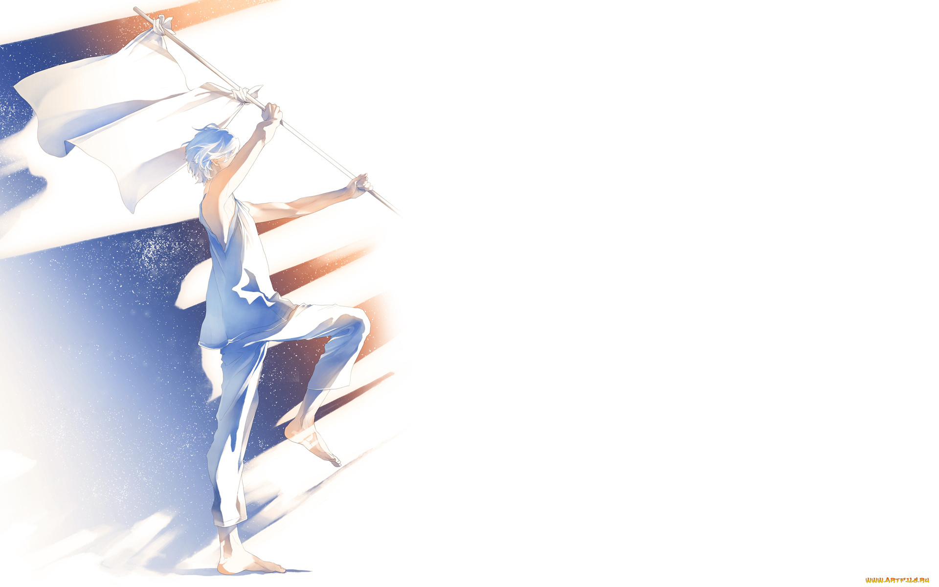 аниме, unknown, , другое, тени, флаг, идет, парень, re, art