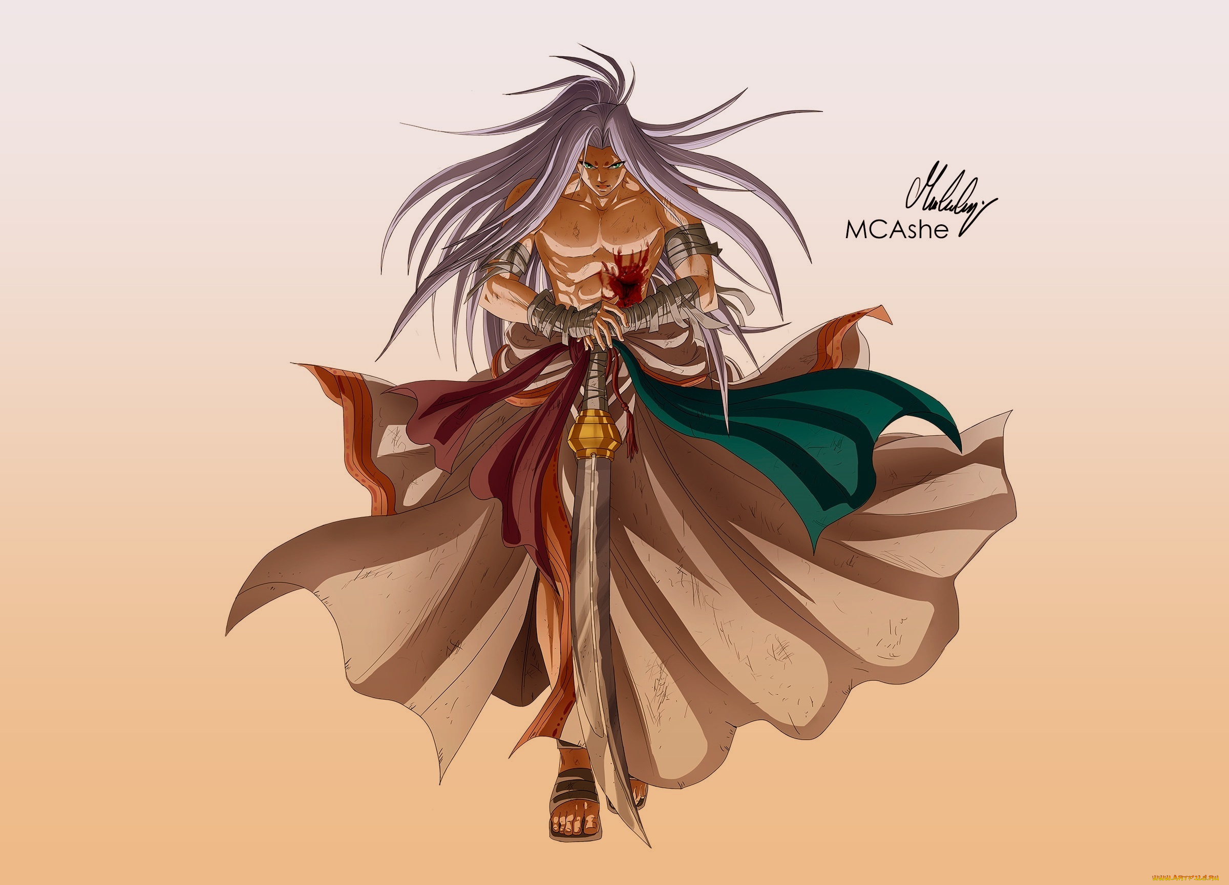 аниме, inuyasha, мужчина, арт, меч