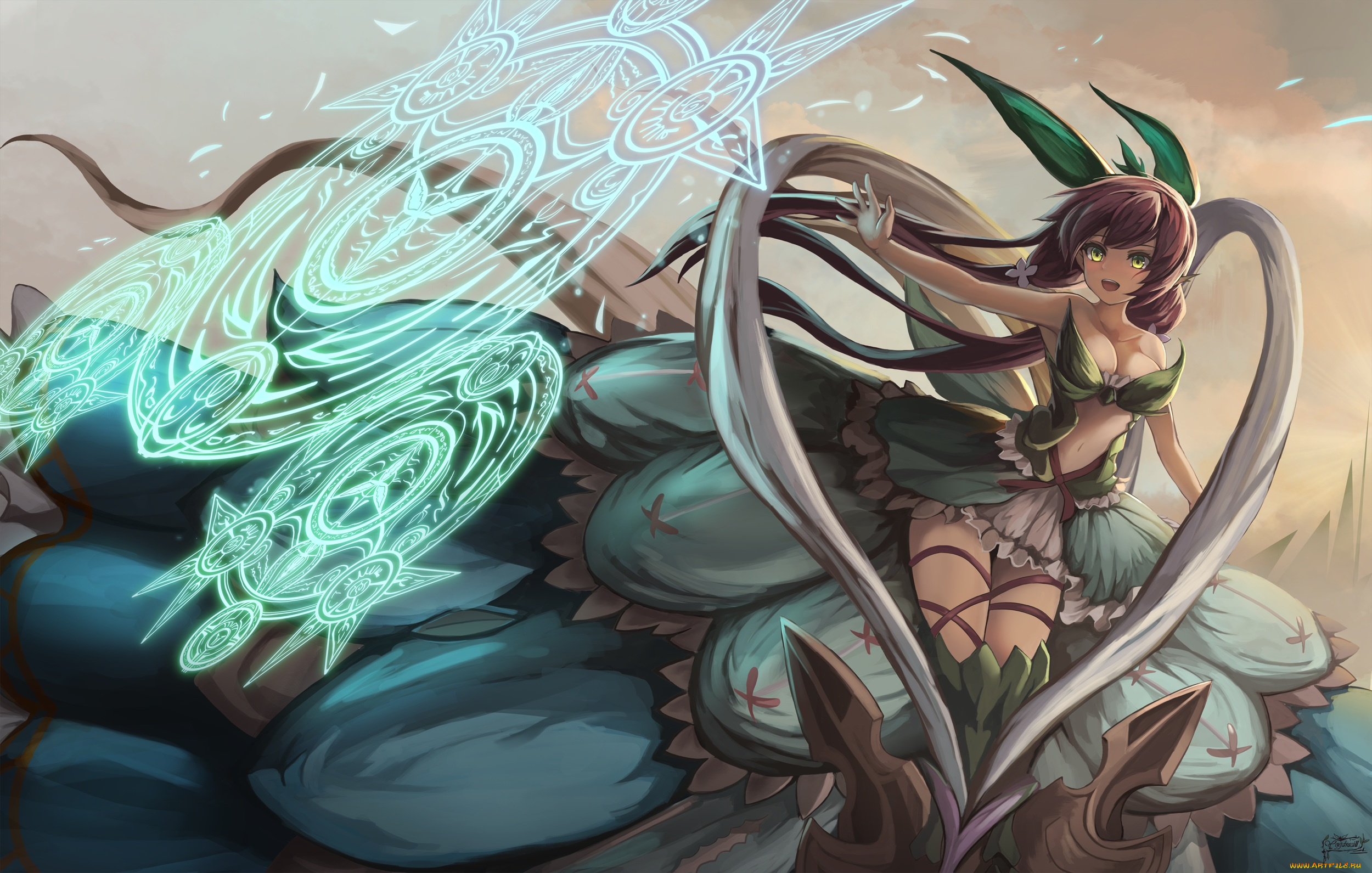 аниме, магия, , колдовство, , halloween, yggdrasill, granblue, fantasy, eruthika, девушка, арт