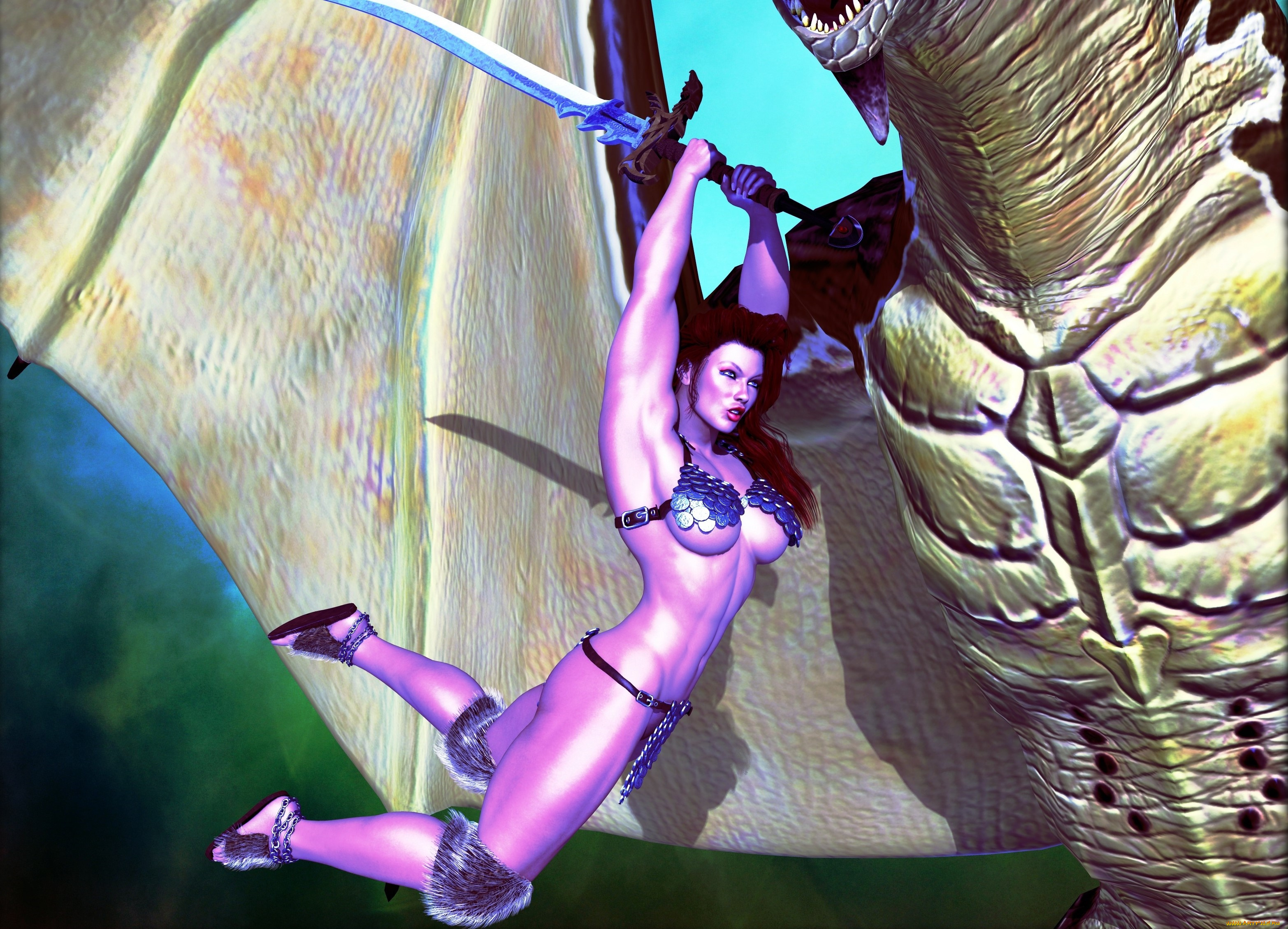 3д, графика, фантазия, , fantasy, девушка, взгляд, фон, оружие