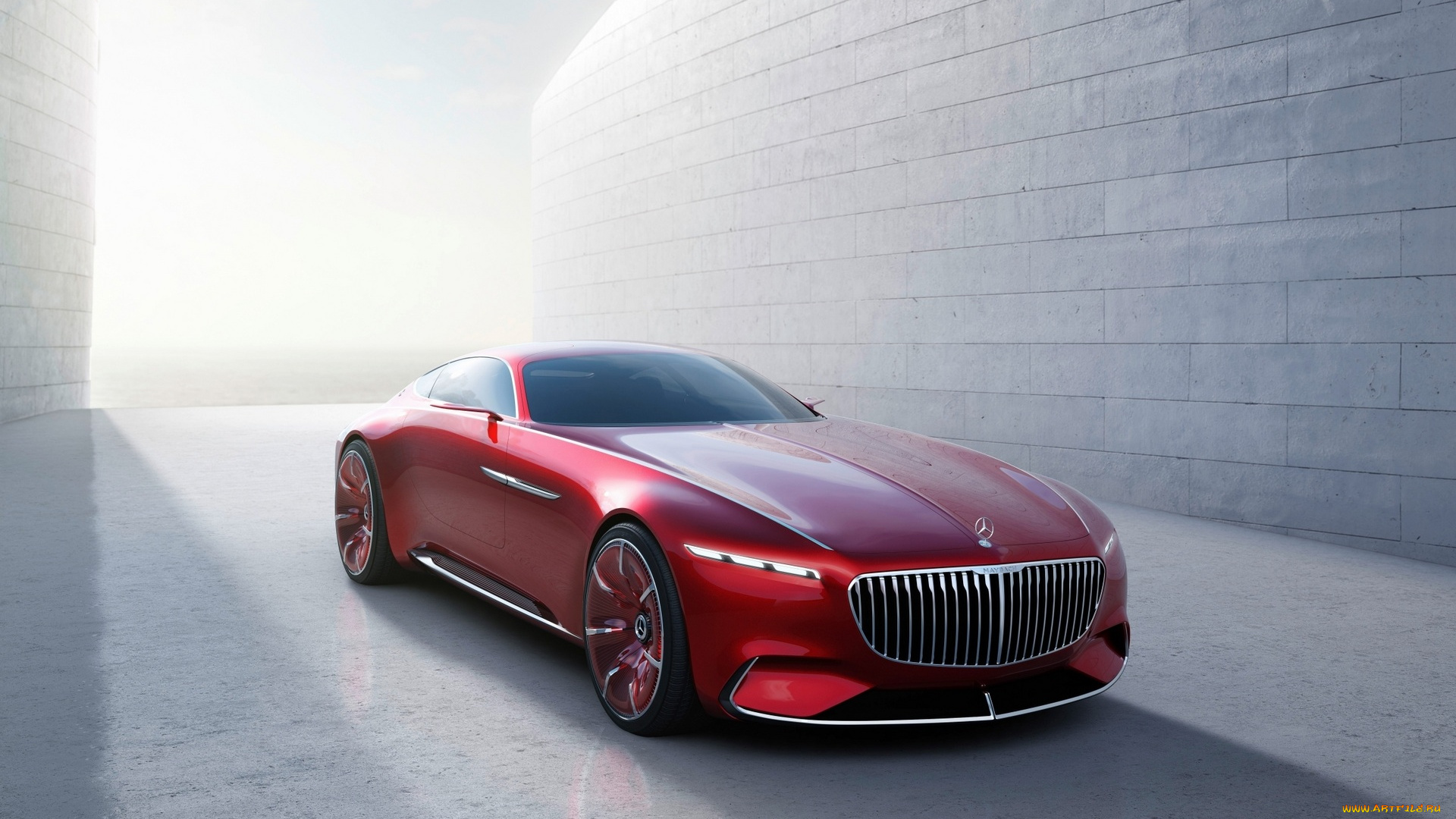 автомобили, mercedes-benz, красный, майбах, мерседес