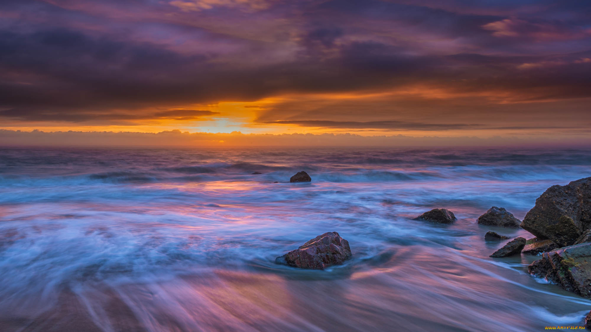 природа, восходы, закаты, волны, камни