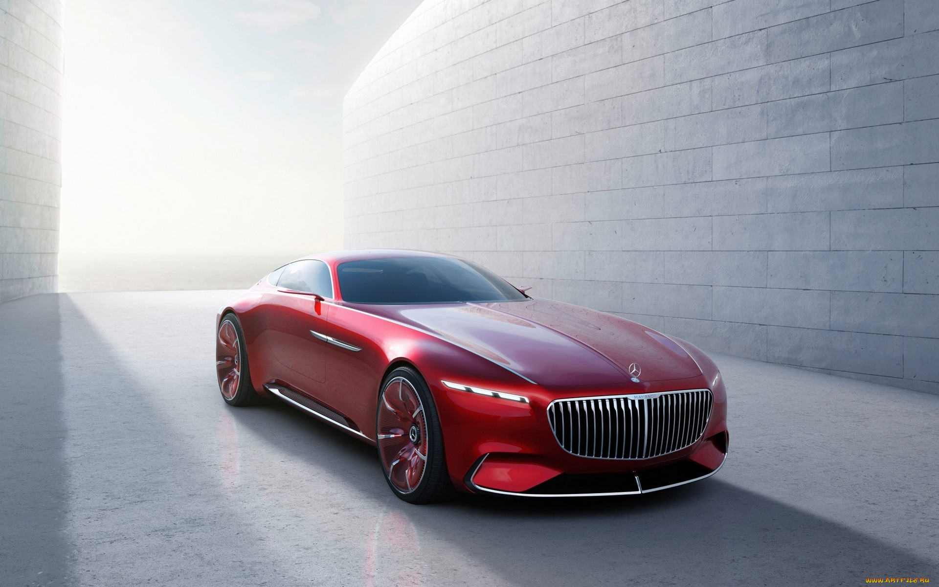 автомобили, mercedes-benz, красный, майбах, мерседес