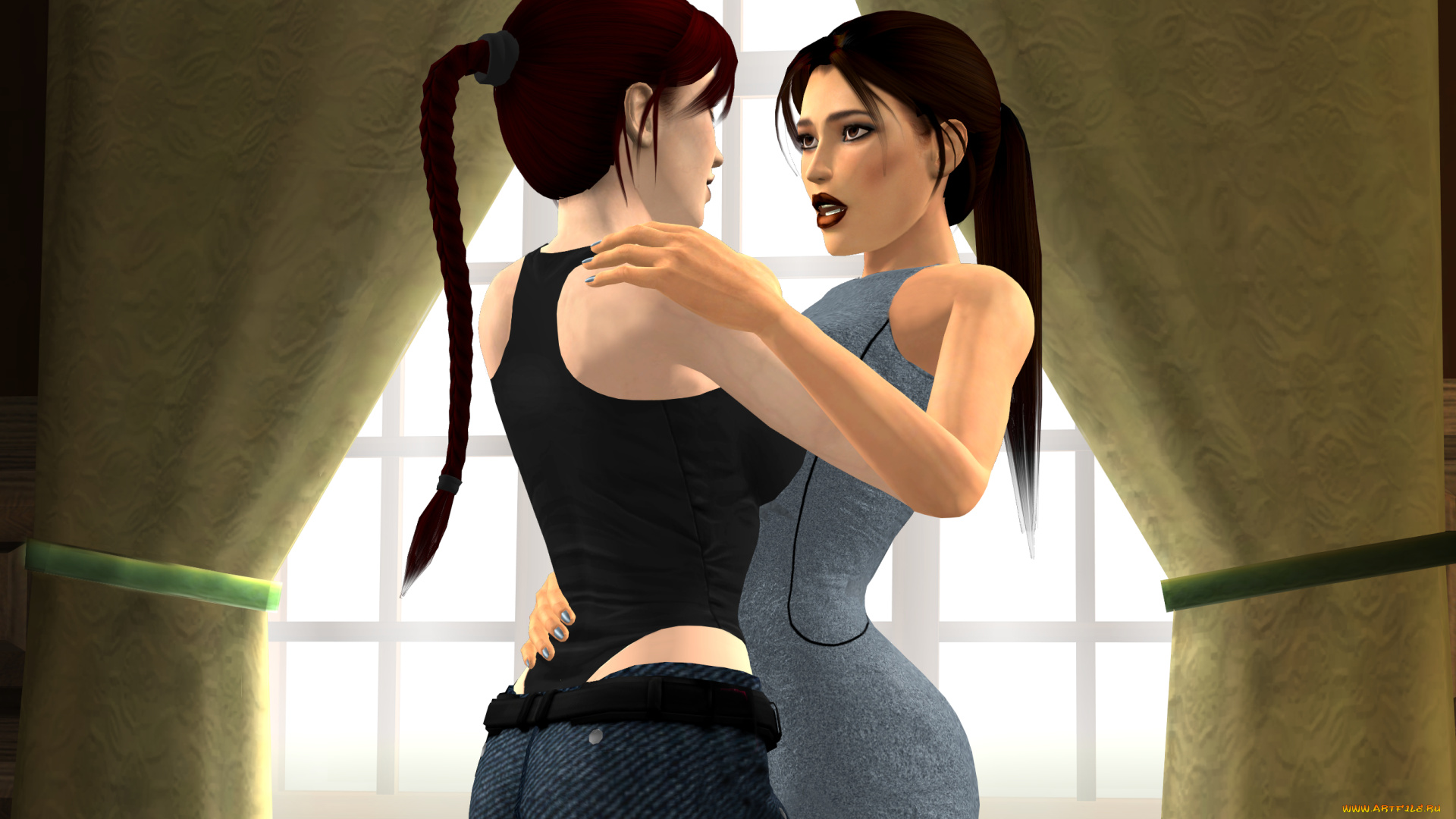 3д, графика, люди, , people, девушки, фон, взгляд