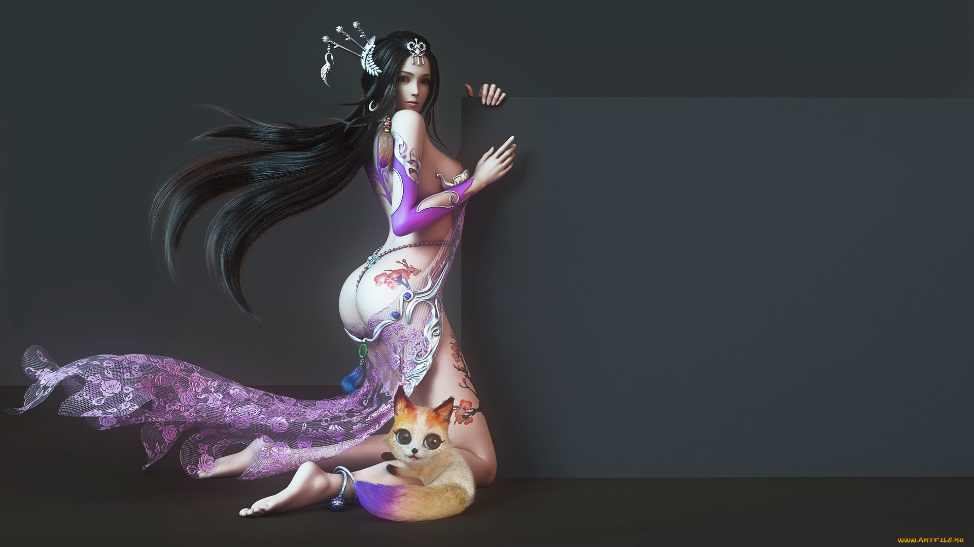 3д, графика, люди, и, животные, , people, and, animals, взгляд, фон, девушка