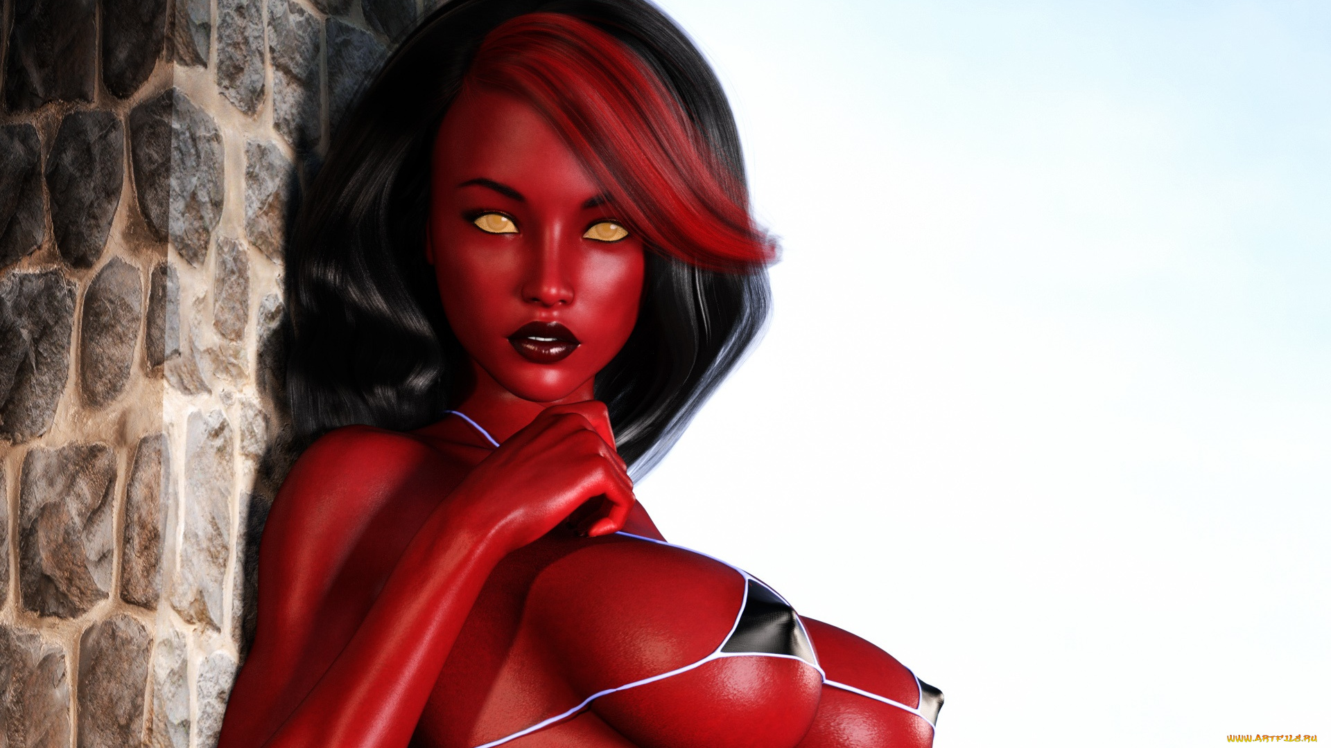 3д, графика, существа, , creatures, фон, взгляд, девушка