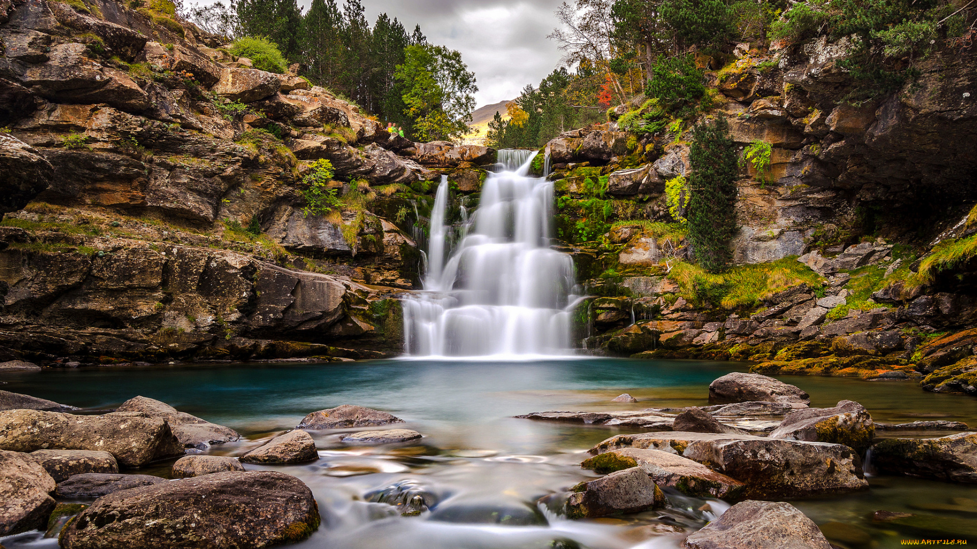 природа, водопады, водопад, река, лес