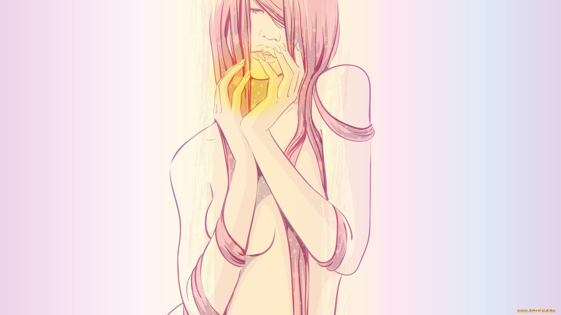 векторная, графика, девушки, , girls, девушка, волосы, свет