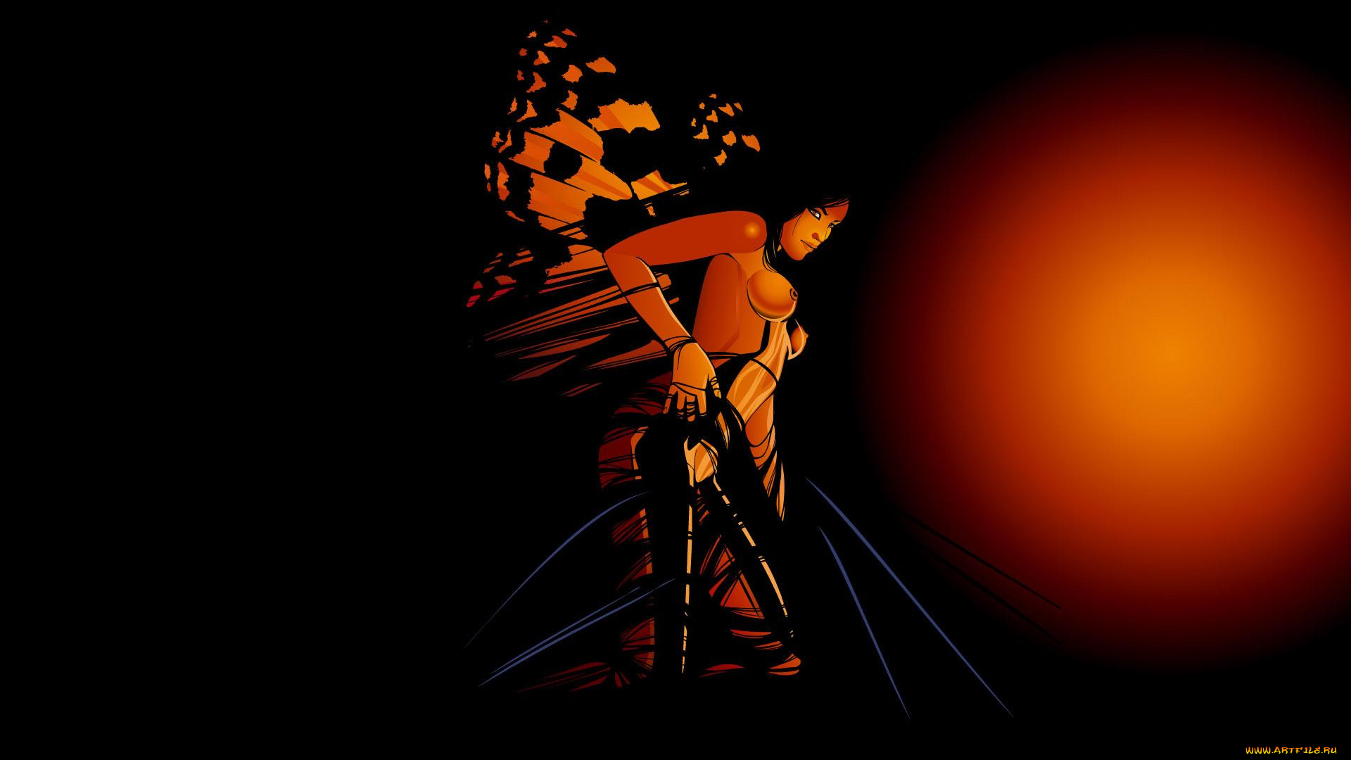 векторная, графика, девушки, , girls, девушка, крылья