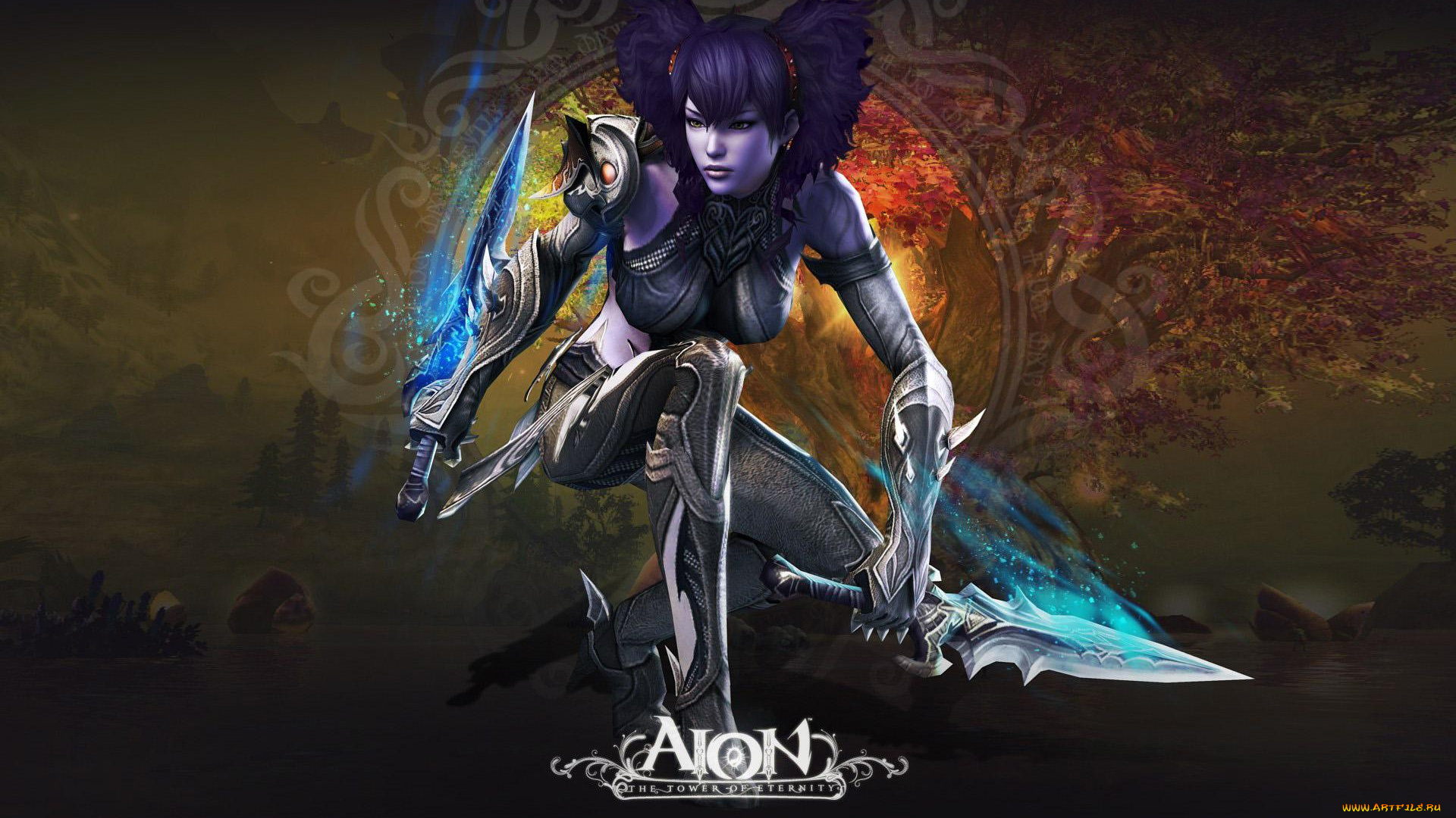 видео, игры, aion, , the, tower, of, eternity, девушка, клинки, свет