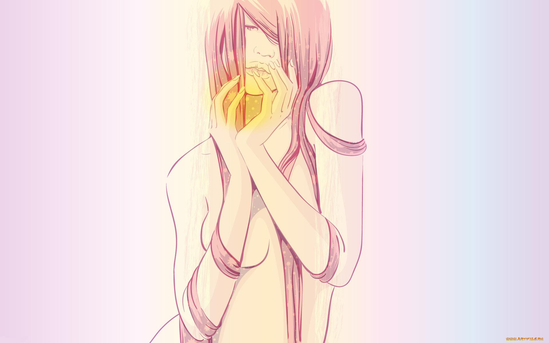 векторная, графика, девушки, , girls, девушка, волосы, свет