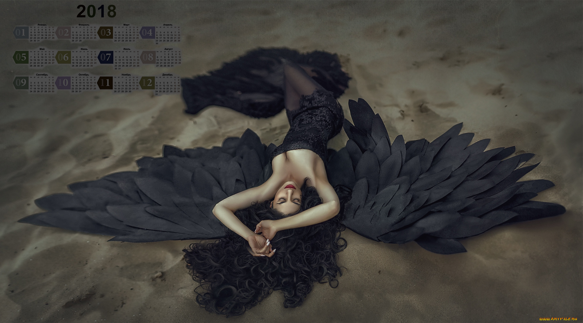 календари, девушки, 2018, крылья