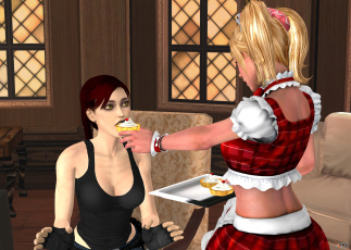 обоя 3д графика, люди , people, фон, взгляд, девушки