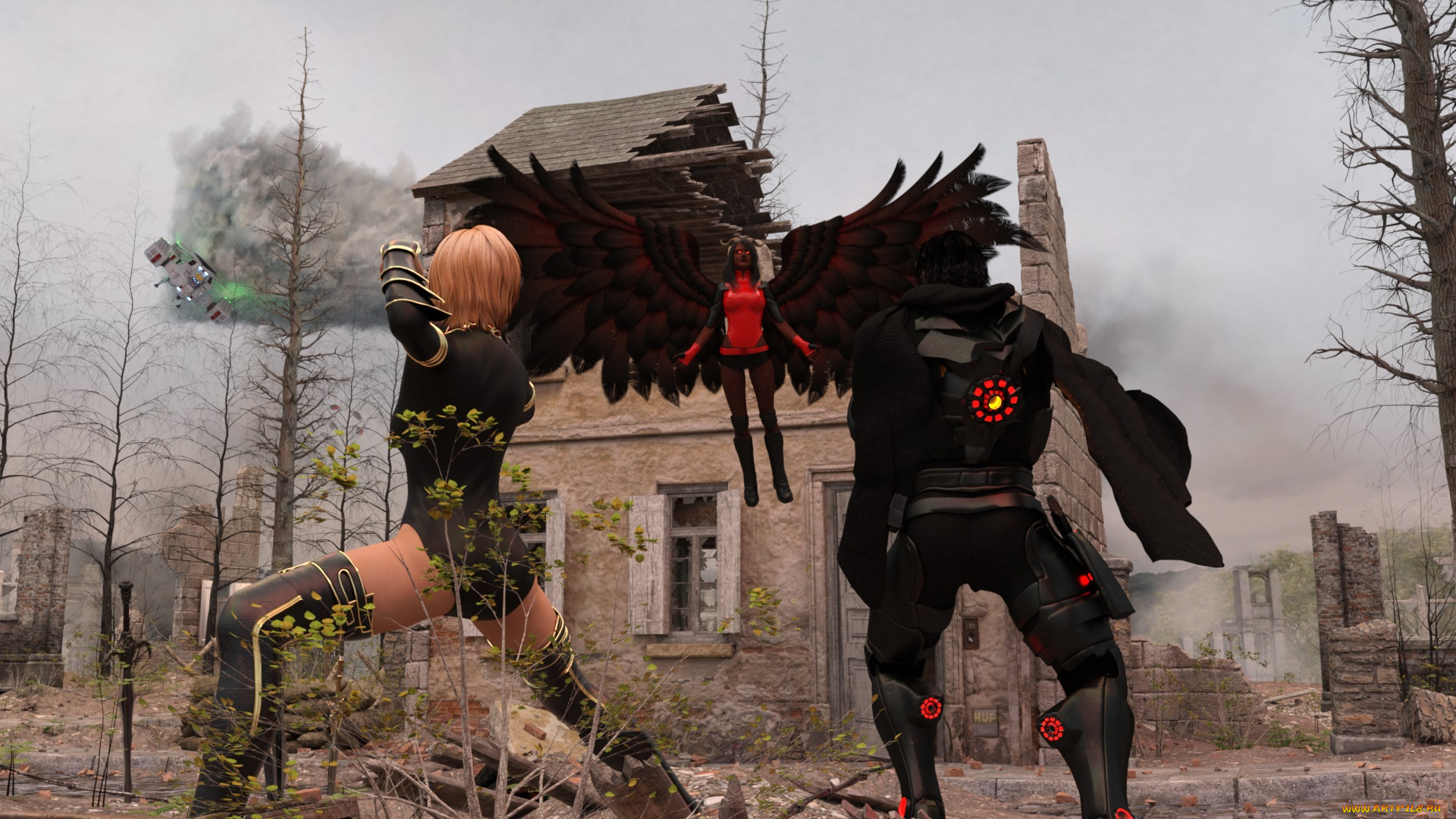 3д, графика, фантазия, , fantasy, фон, взгляд, девушка